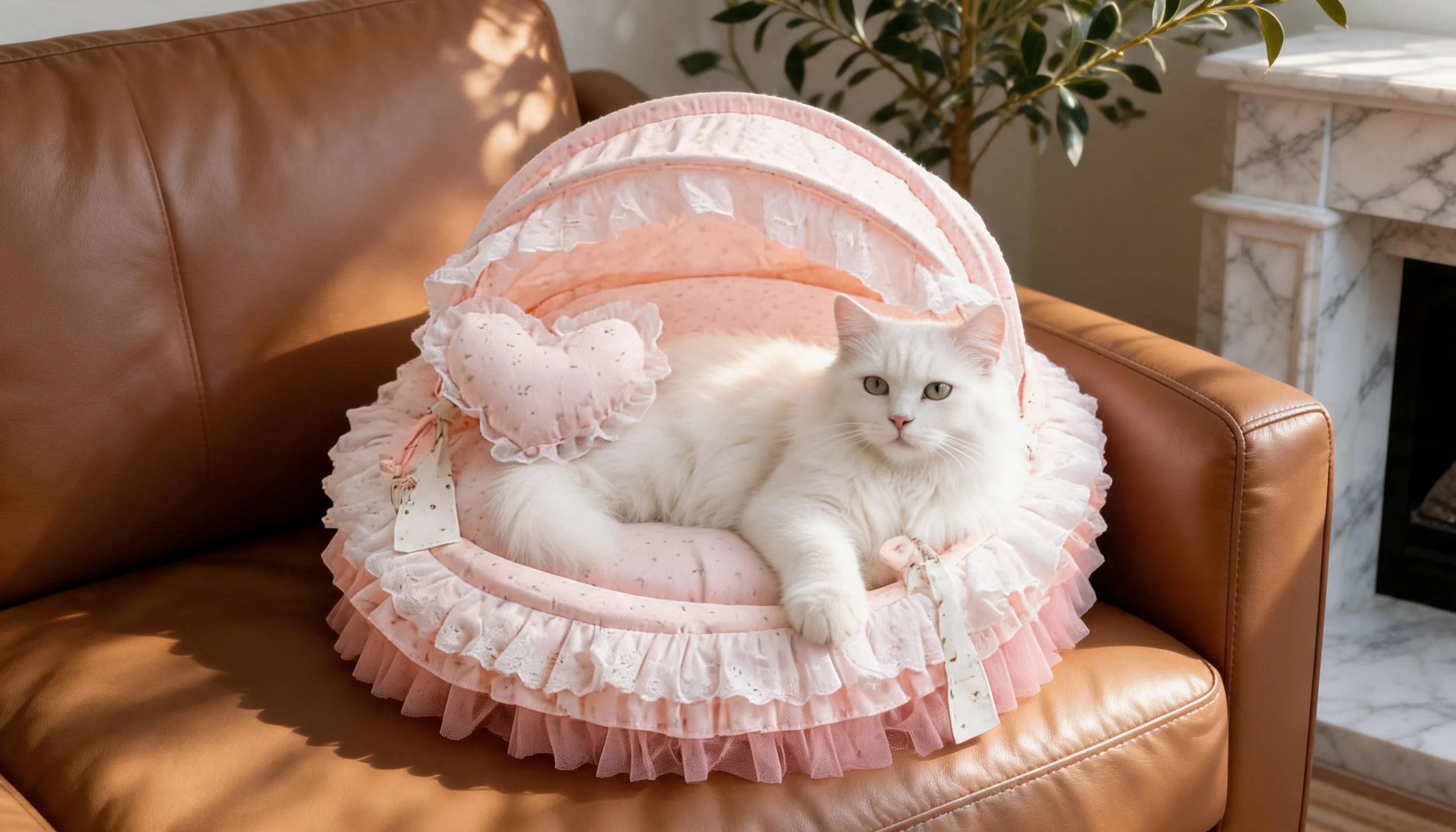 Round Lace Canopy Cat Bed · Afternoon Living Room Persian · GuardLynx