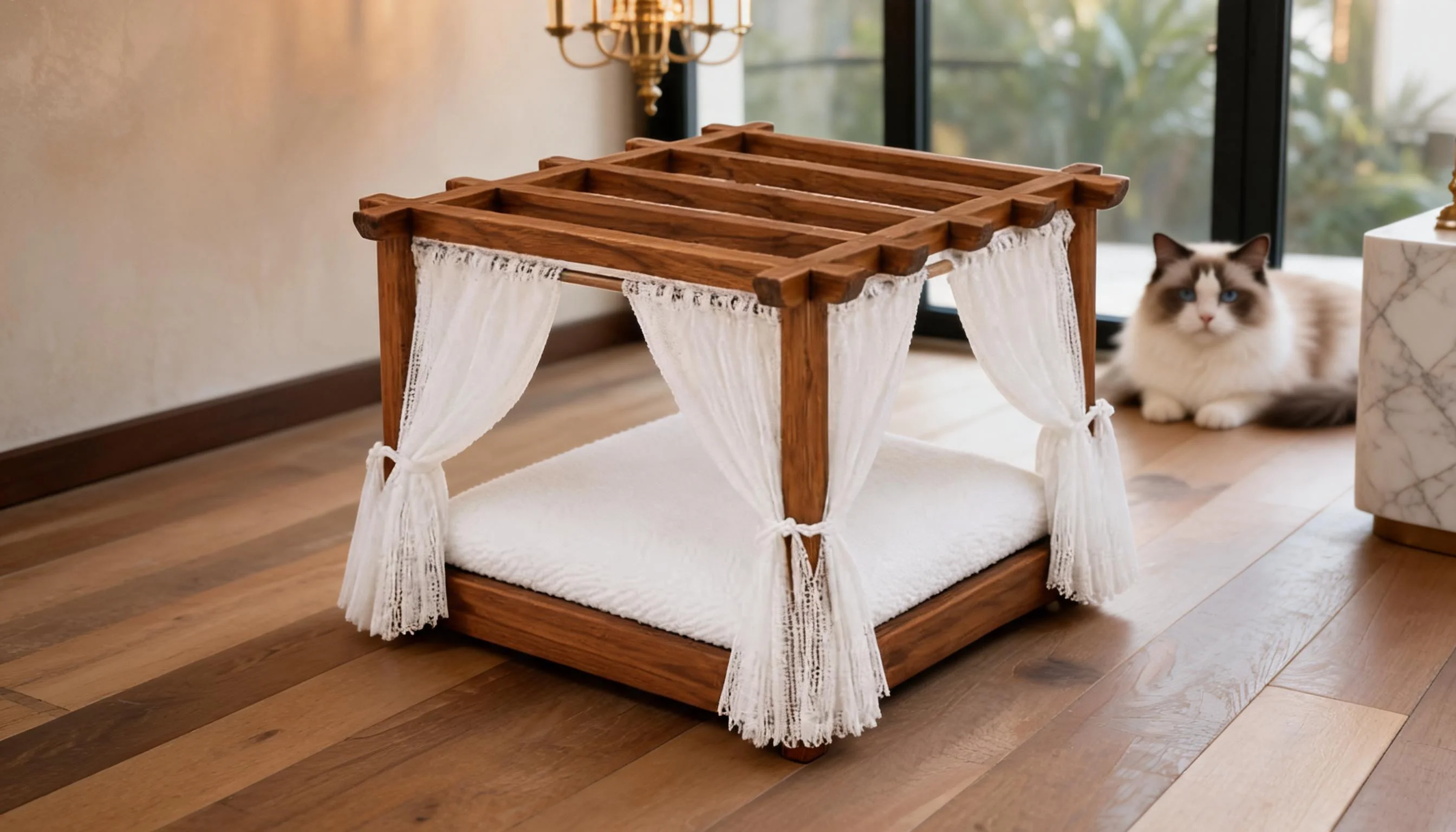 Resort-Style Solid Wood Cat Bed · Detail image 1 · GuardLynx