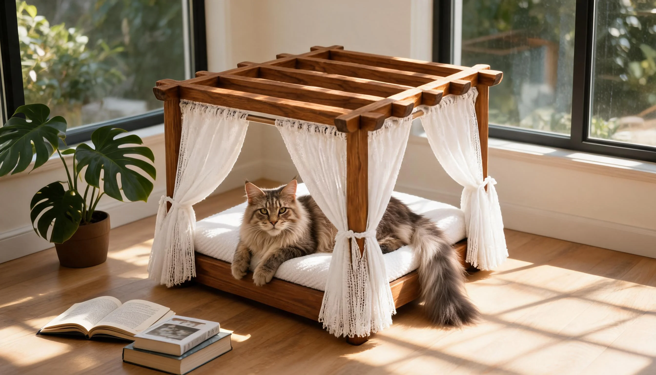 Resort-Style Solid Wood Cat Bed · Reading Nook · GuardLynx
