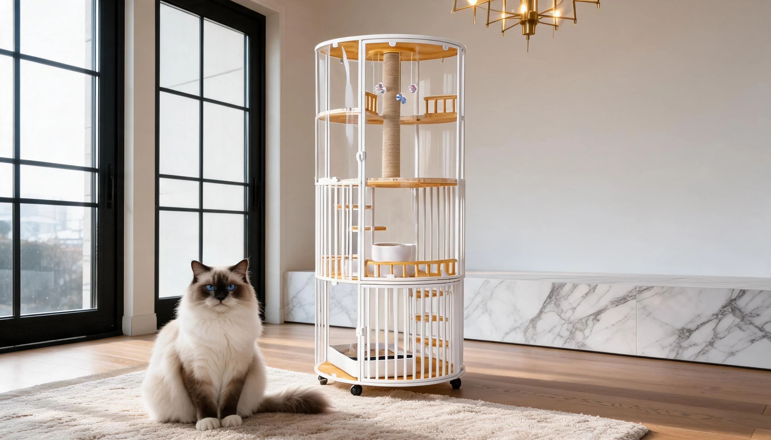 360° Panoramic Deluxe Cat Cage · 360° Panoramic View · GuardLynx