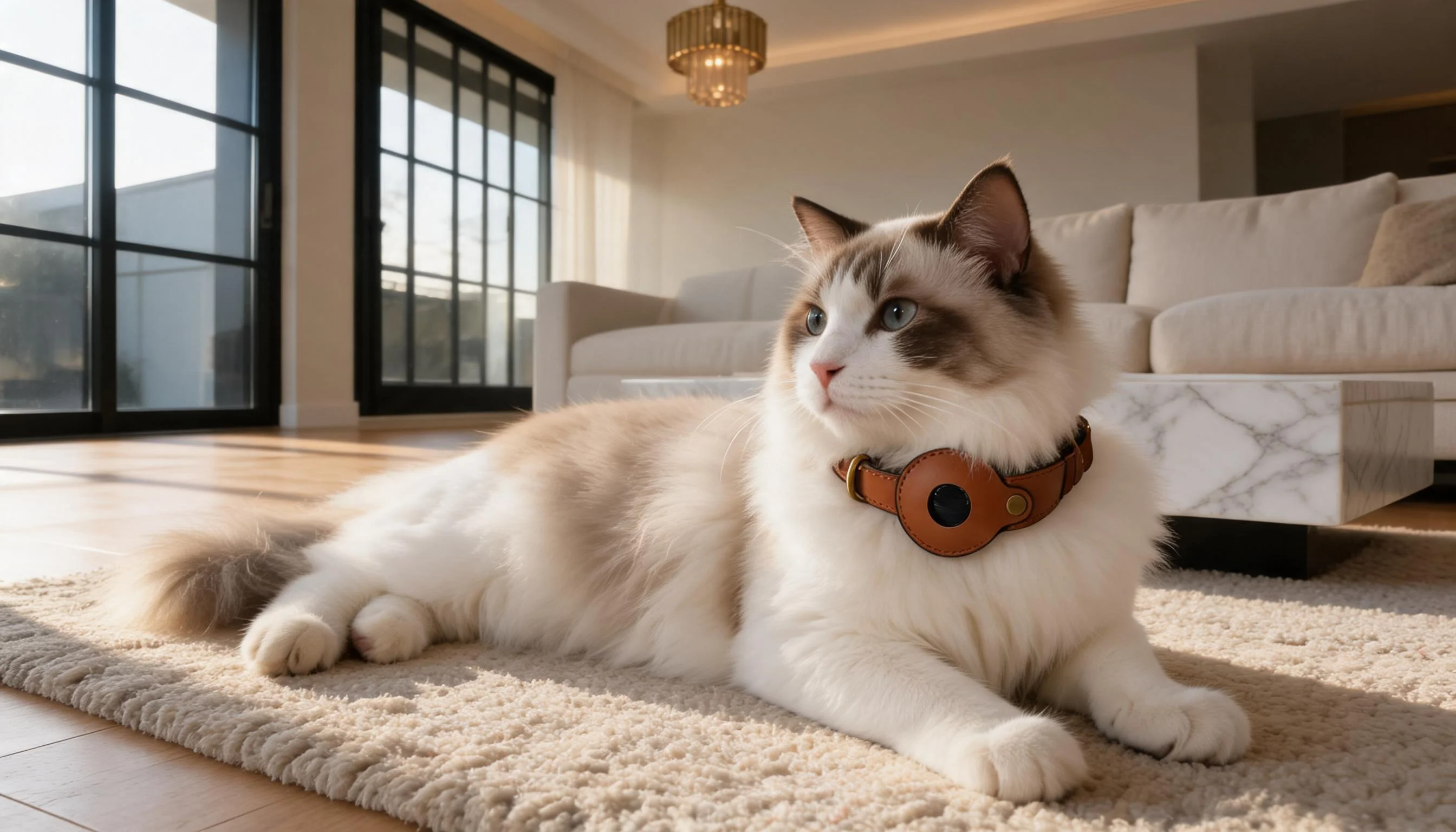 Premium Genuine Leather Air Tag Collar · Air Tag Compatible · GuardLynx