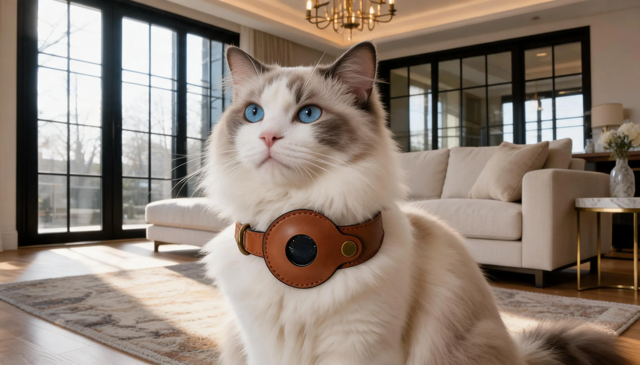 Premium Genuine Leather Air Tag Collar · Full-Grain Leather · GuardLynx