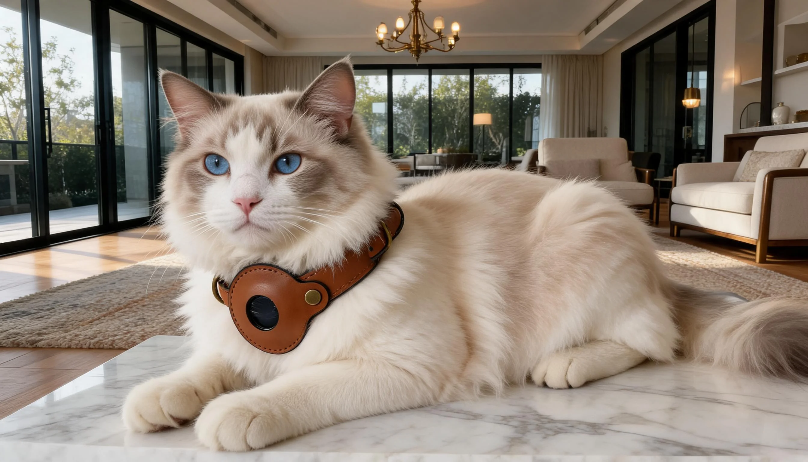 Premium Genuine Leather Air Tag Collar · Anti-Loss Tracking · GuardLynx