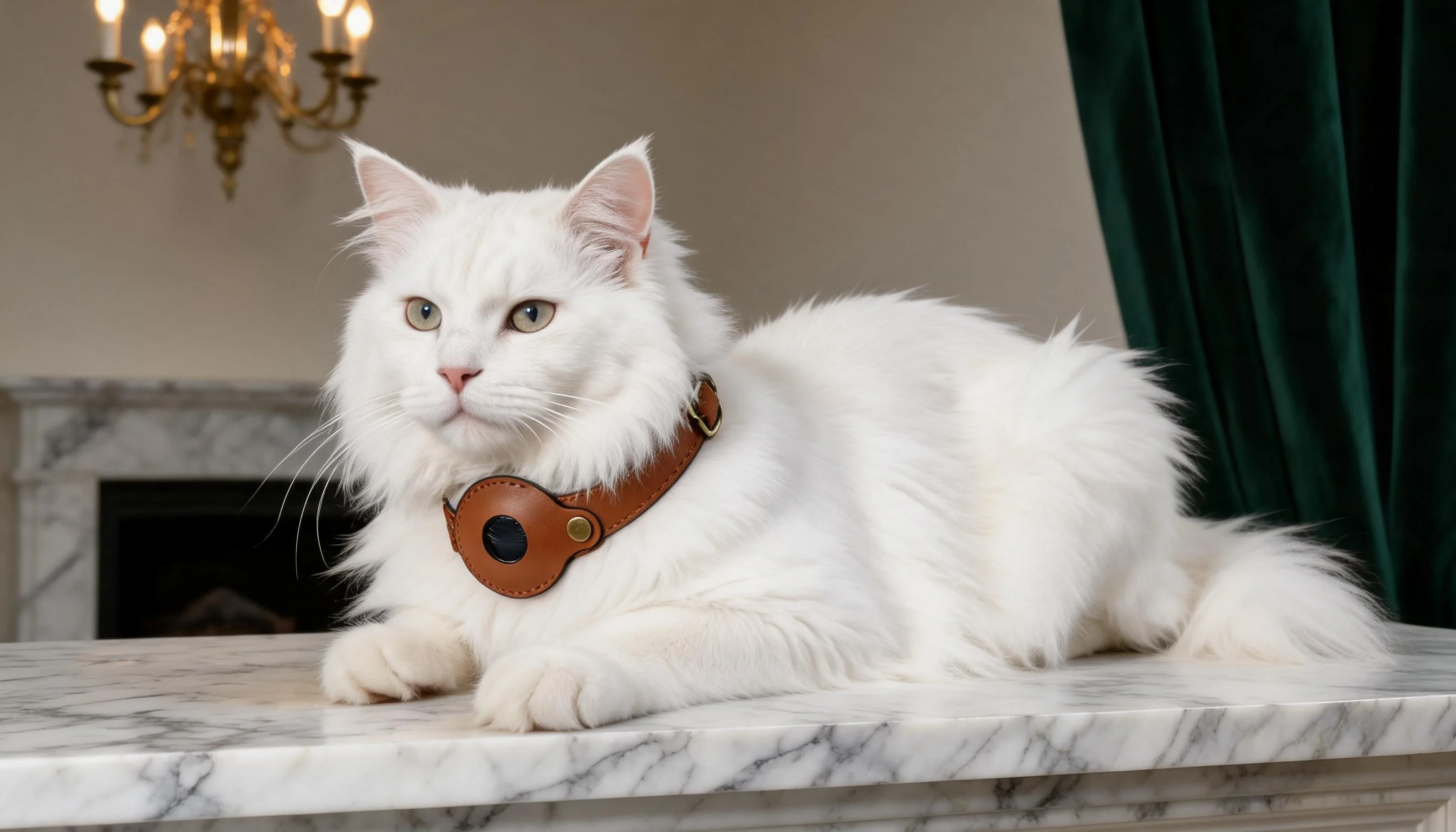 Premium Genuine Leather Air Tag Collar · Evening Persian Elegance · GuardLynx