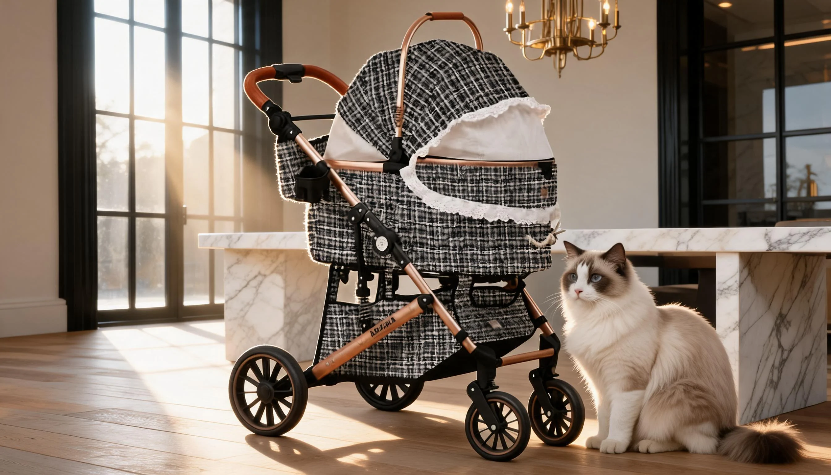 GuardLynx Aluminum Alloy Pet Stroller Rose Gold · GuardLynx
