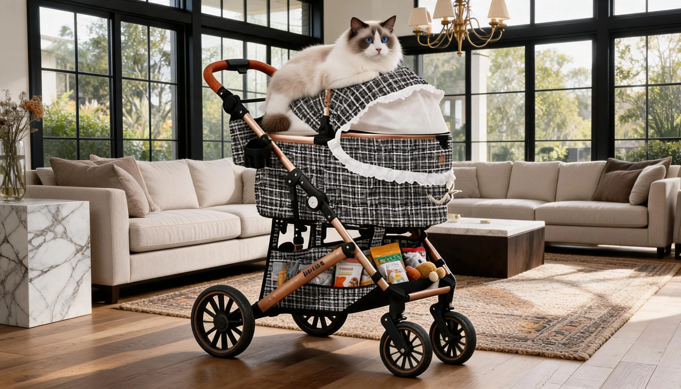 GuardLynx Aluminum Alloy Pet Stroller Rose Gold · Bottom Storage · GuardLynx