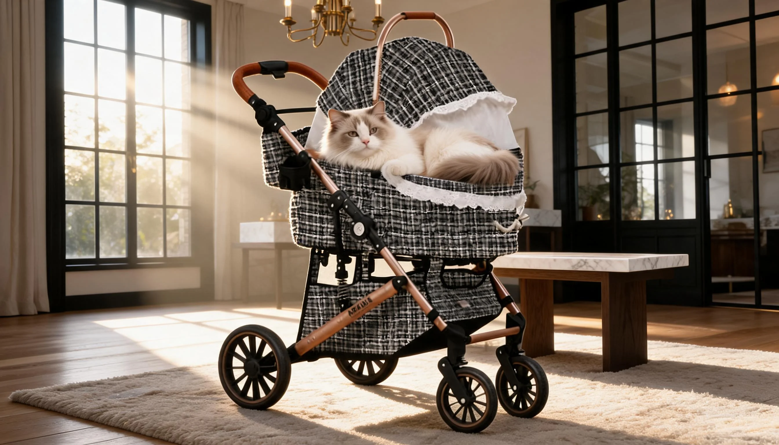 GuardLynx Aluminum Alloy Pet Stroller Rose Gold · Exquisite Fashion · GuardLynx