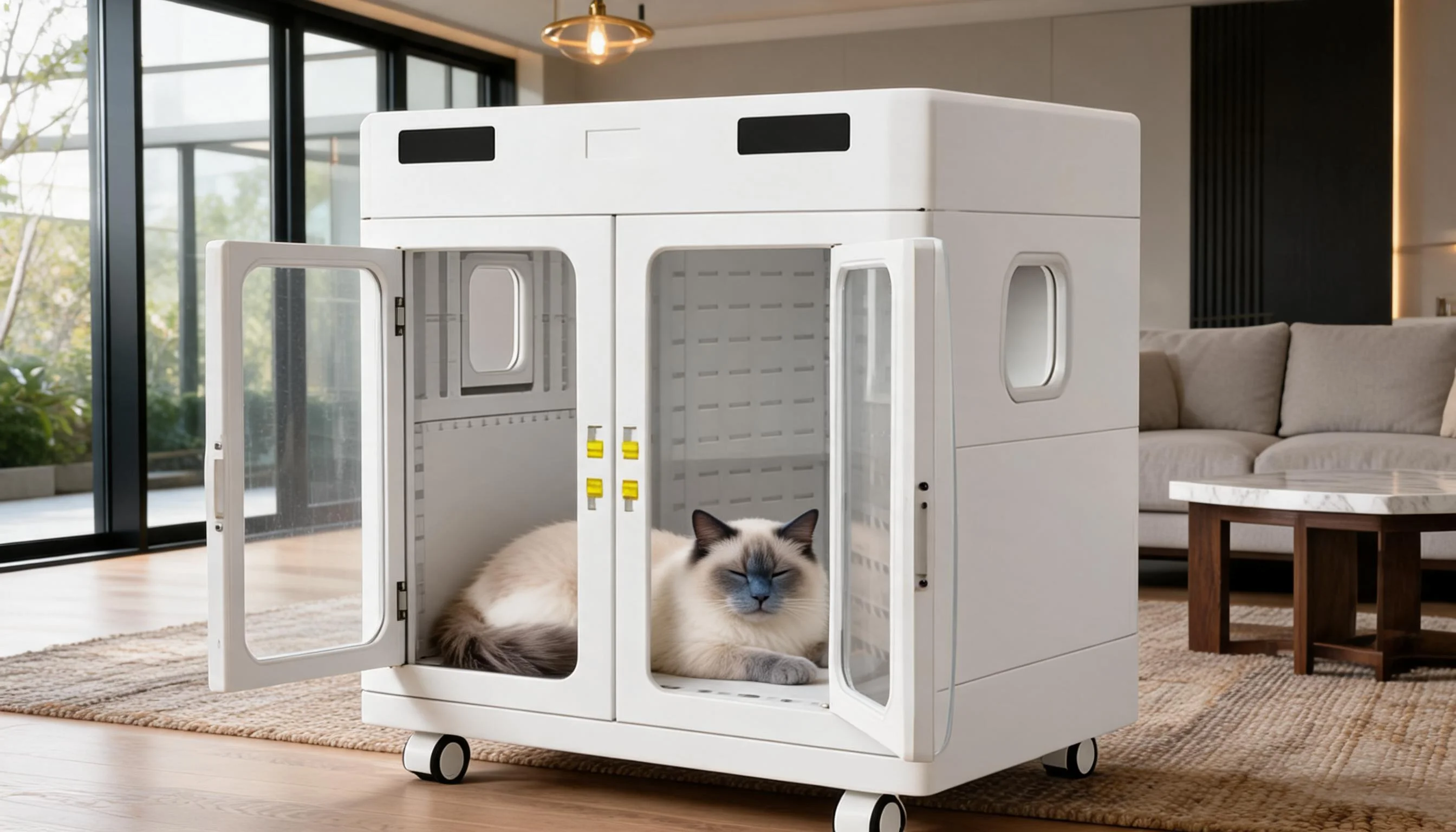 Dual-Door Large Capacity Smart Pet Dryer · Low Noise Design · GuardLynx