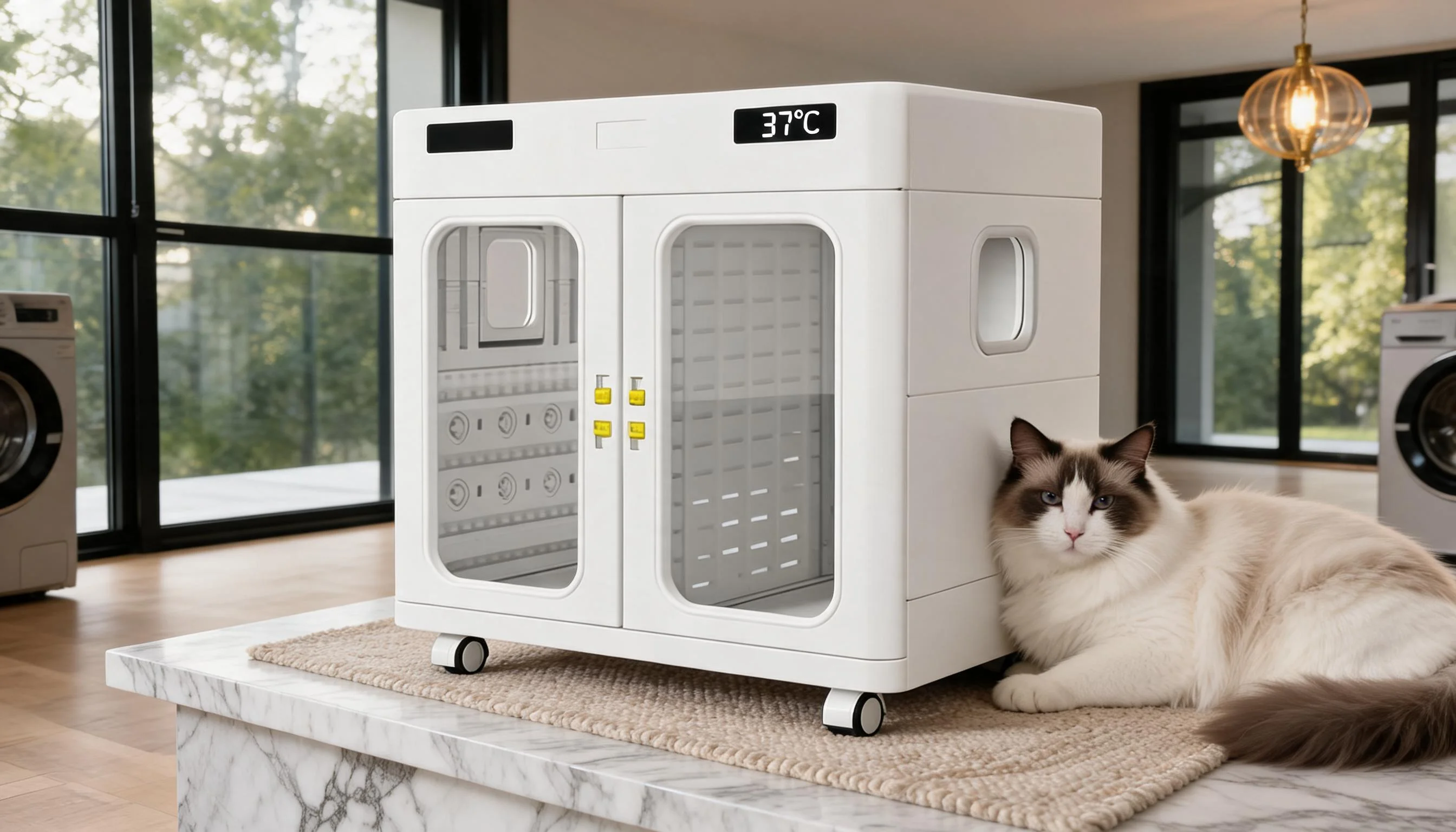 Dual-Door Large Capacity Smart Pet Dryer · Smart Temperature Control · GuardLynx