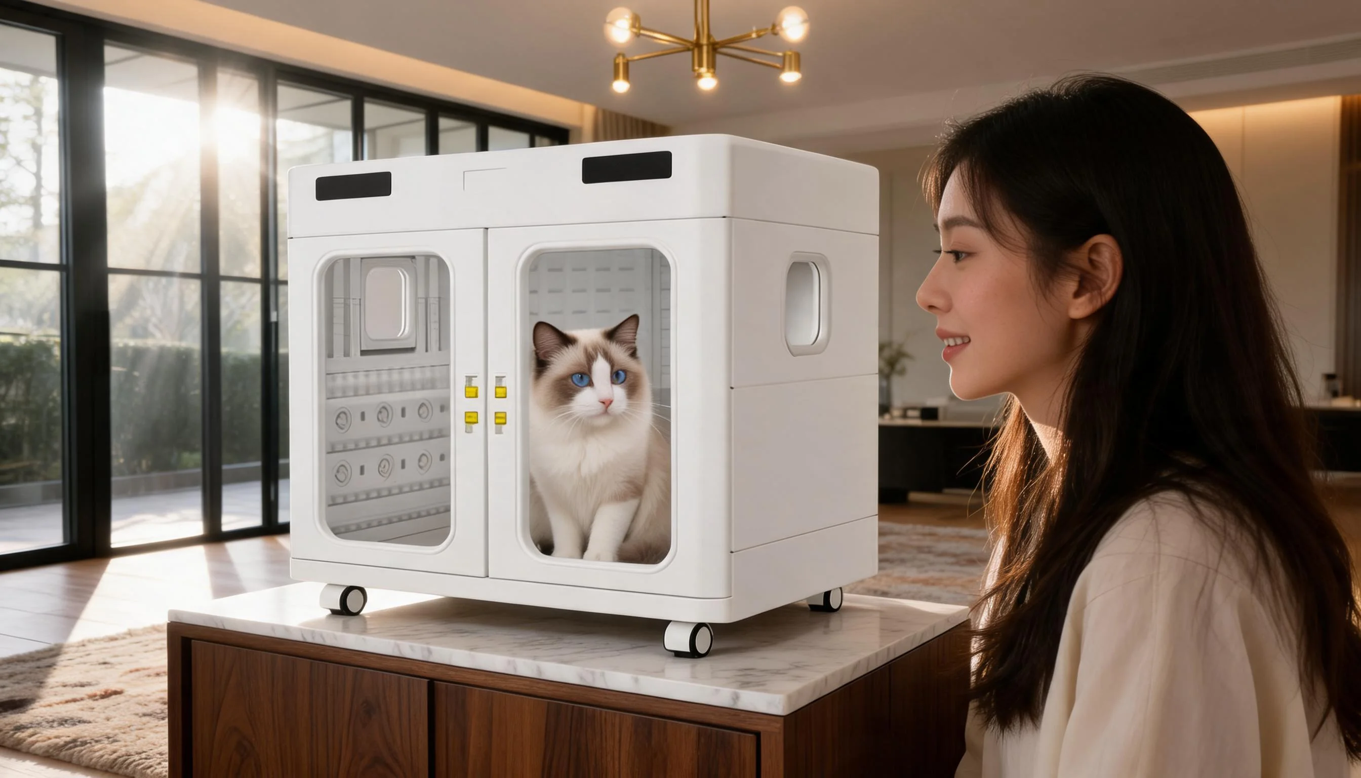 Dual-Door Large Capacity Smart Pet Dryer · Transparent Viewing Window · GuardLynx