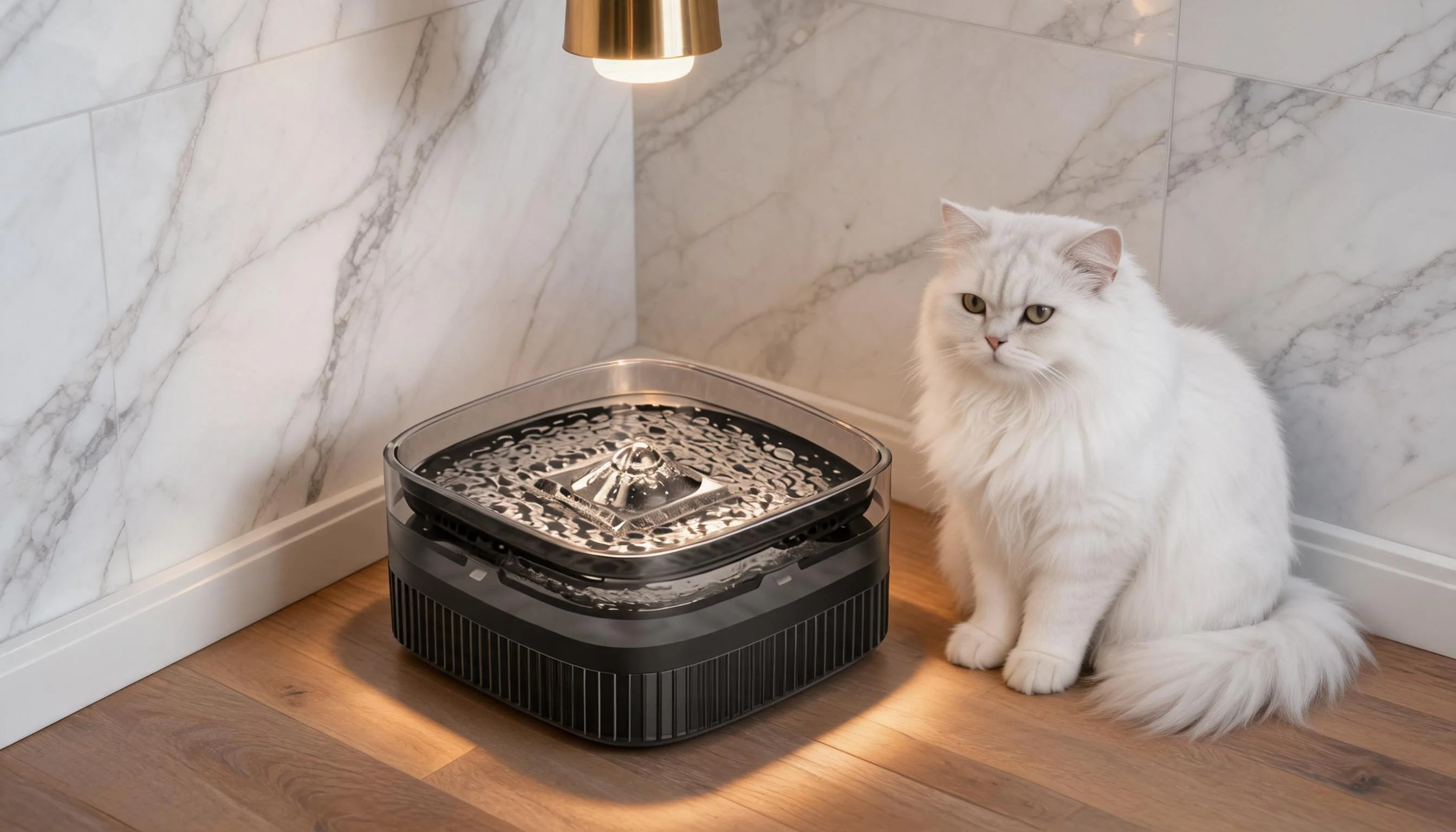 GuardLynx Smart Pet Fountain · Evening Bathroom Retreat · GuardLynx