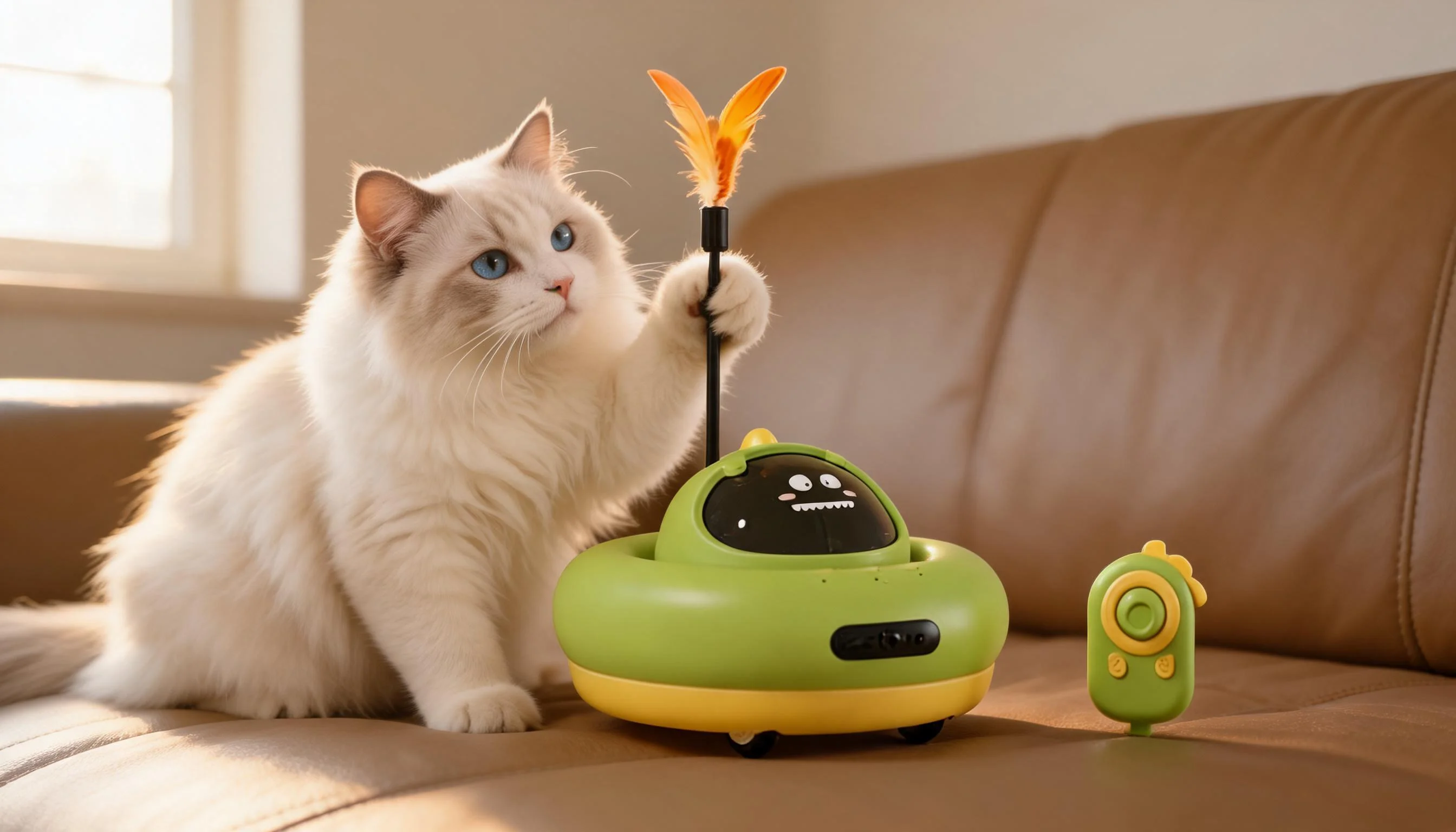 Remote Control Interactive Cat Toy · Morning Living Room Play · GuardLynx