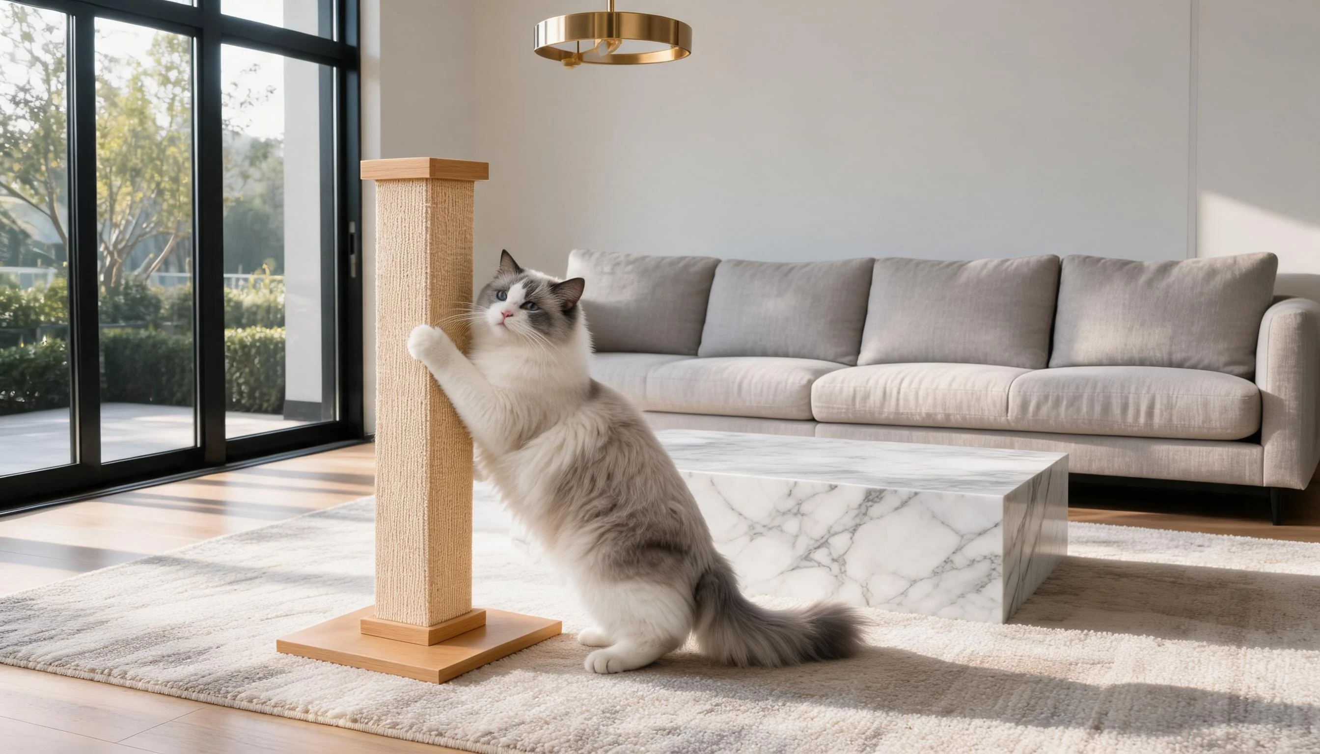 Premium Natural Sisal Woven Cat Scratching Post · Minimalist Design · GuardLynx