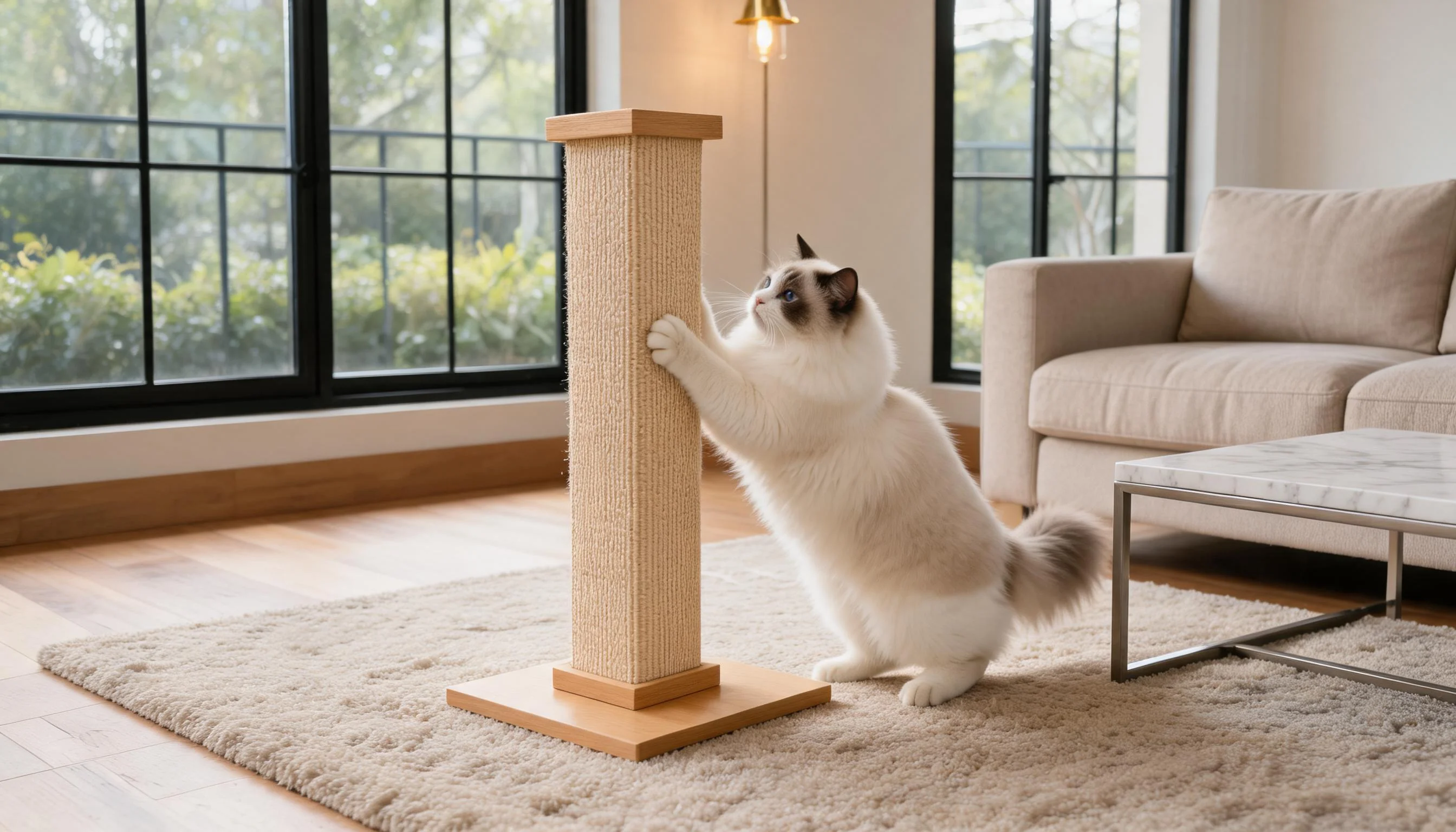 Premium Natural Sisal Woven Cat Scratching Post · Woven Durable Surface · GuardLynx