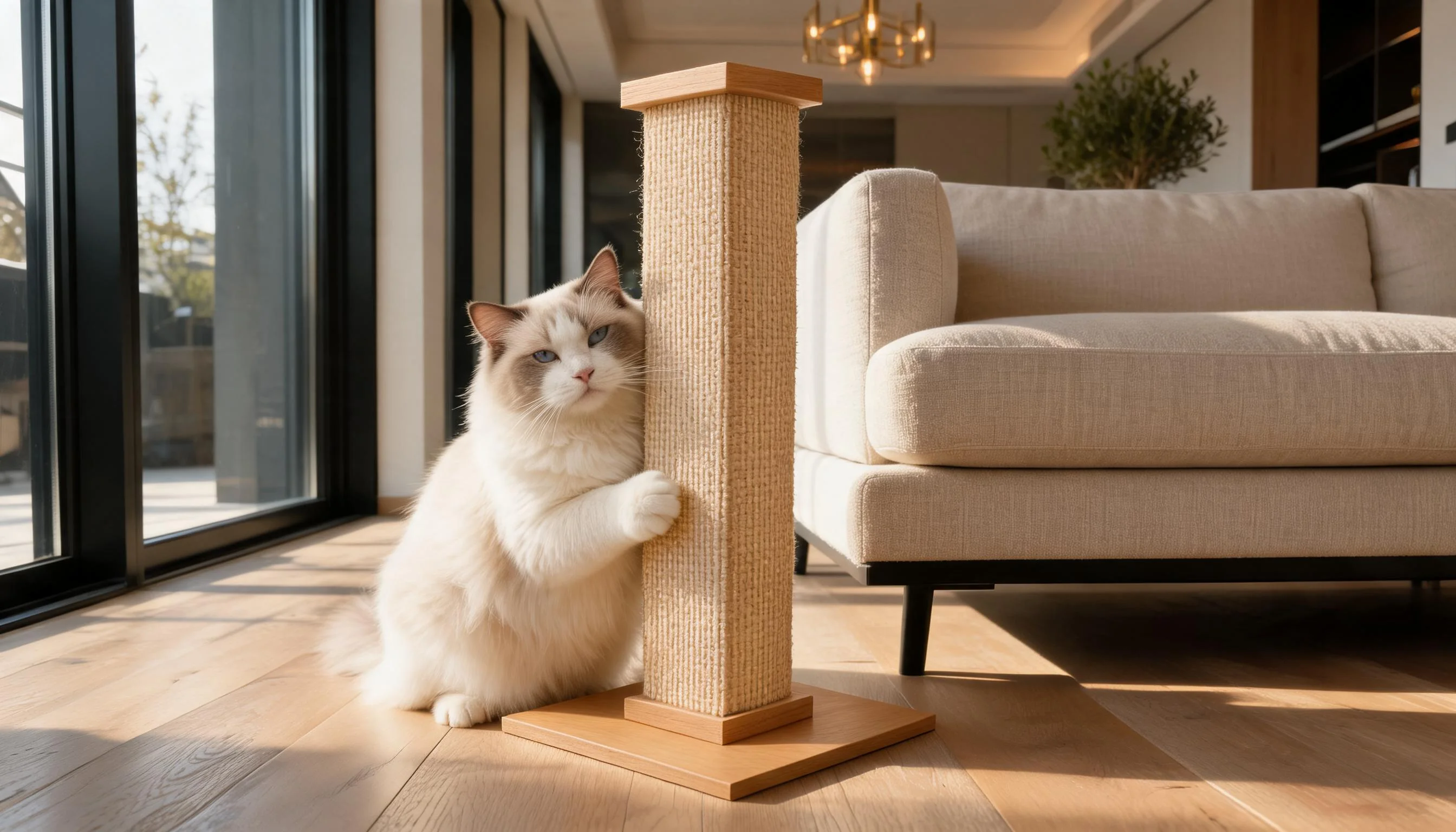 Premium Natural Sisal Woven Cat Scratching Post · Natural Hemp · GuardLynx