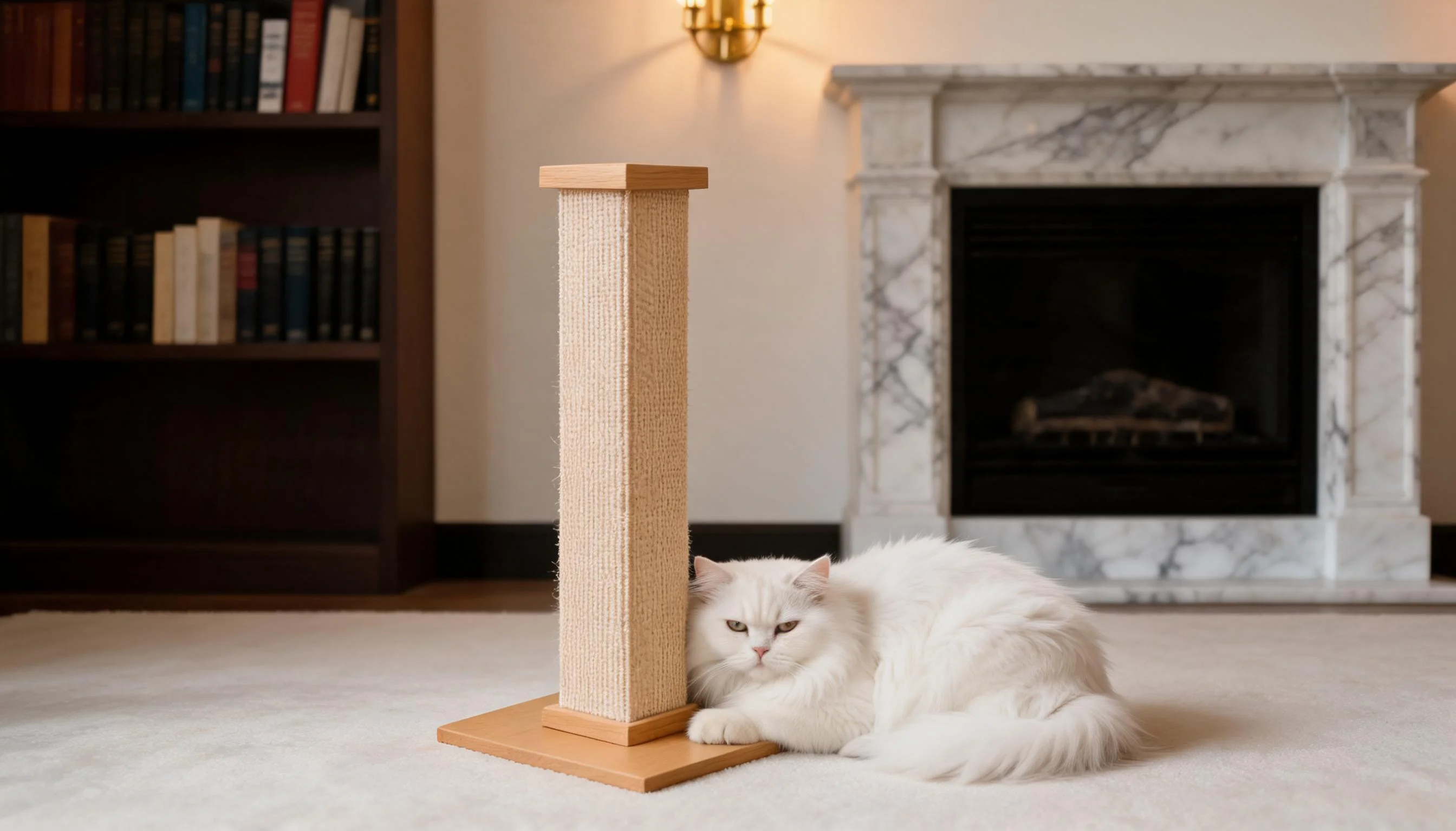 Premium Natural Sisal Woven Cat Scratching Post · Evening Calm with Persian · GuardLynx