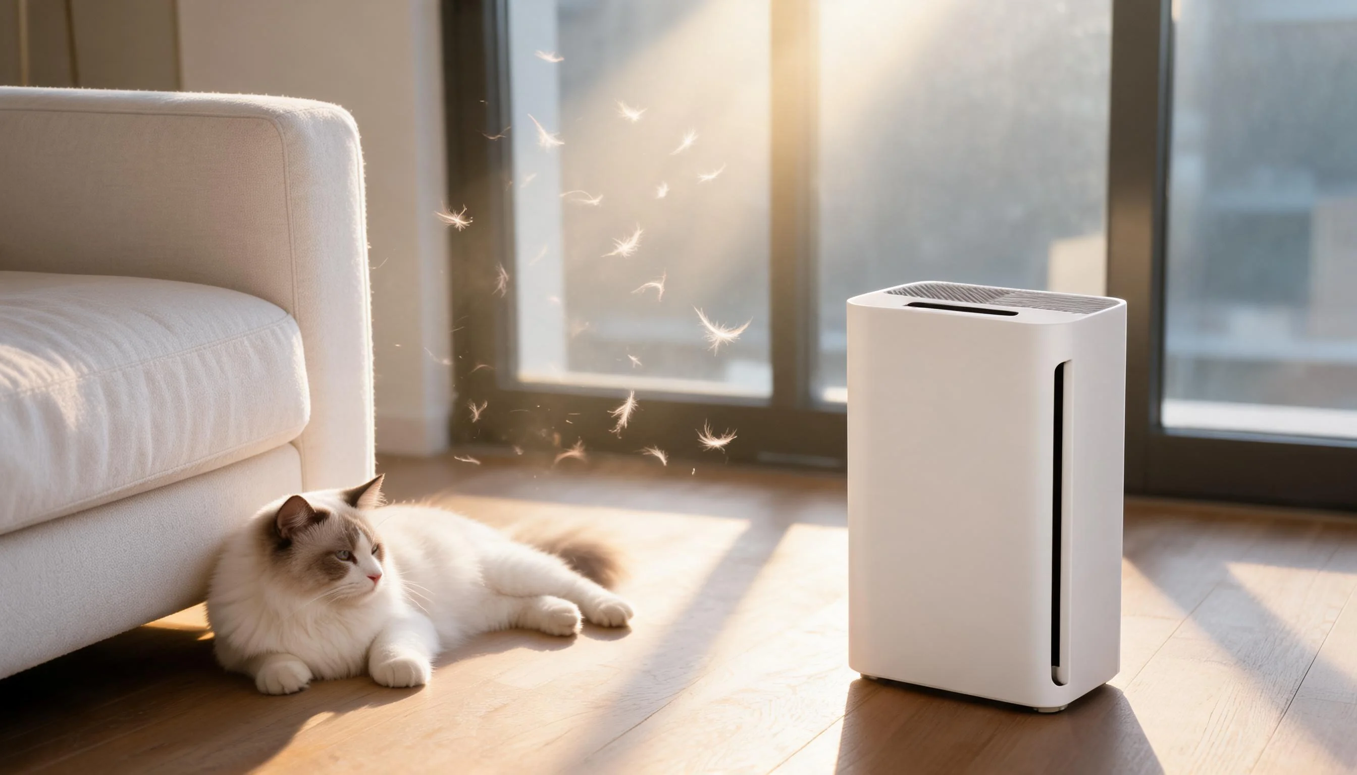 GuardLynx Pet Air Purifier Pro Max · Sunlit Living Room · GuardLynx