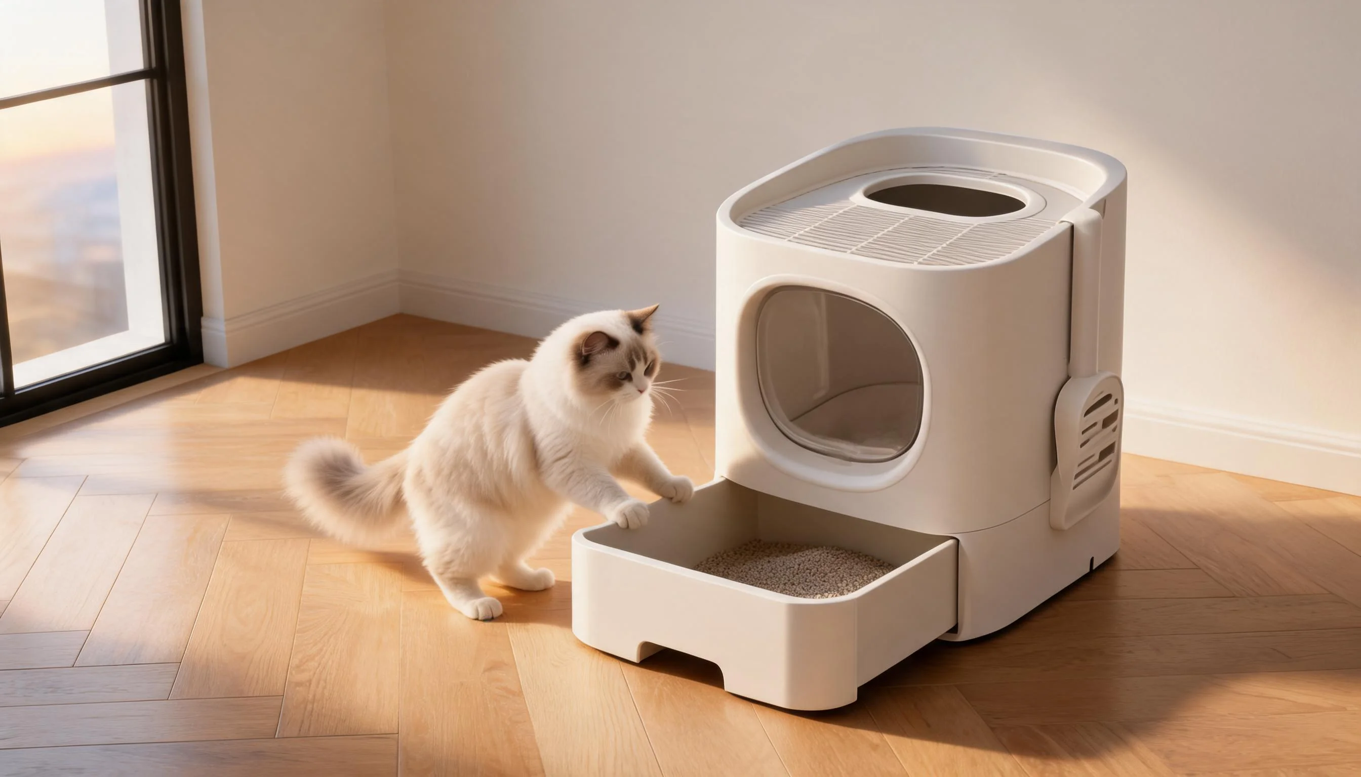 Drawer Enclosed Cat Litter Box · Elegant Morning Toilette · GuardLynx