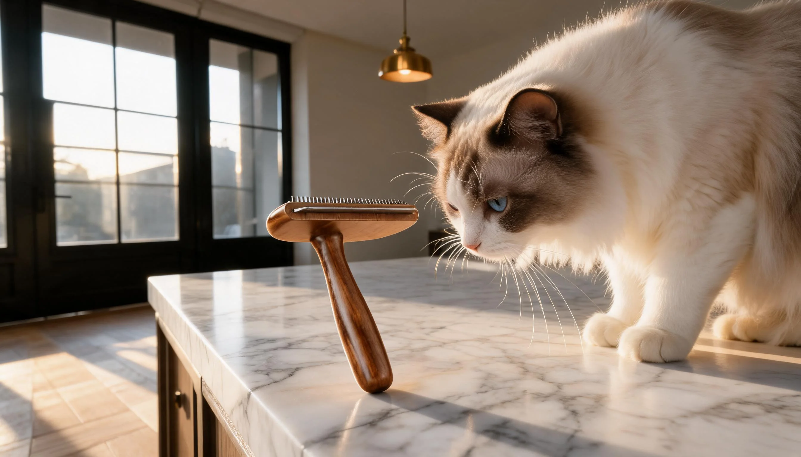 Wooden Handle Stainless Steel Pet Brush · GuardLynx