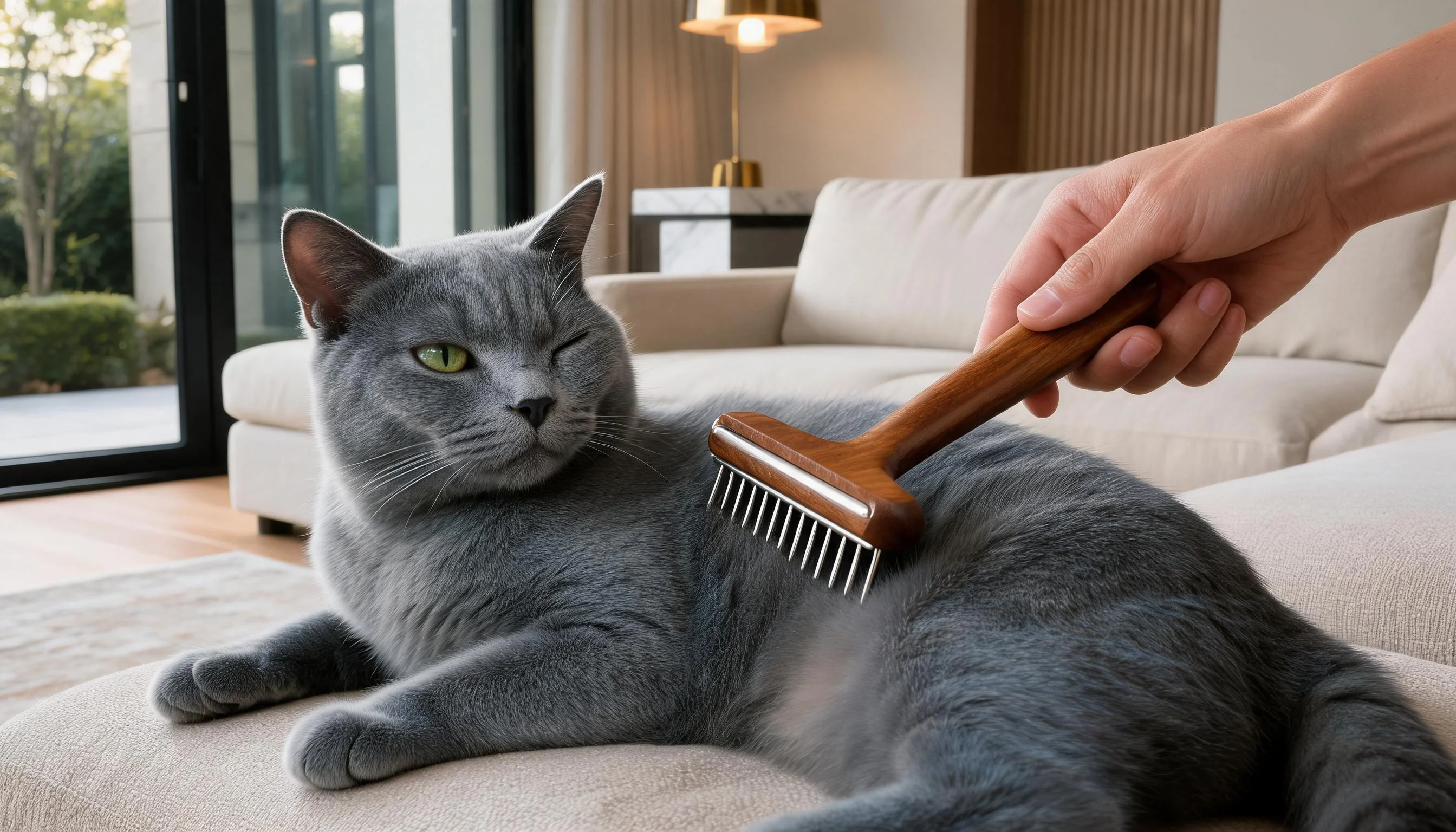 Wooden Handle Stainless Steel Pet Brush · Rounded Teeth Tips · GuardLynx