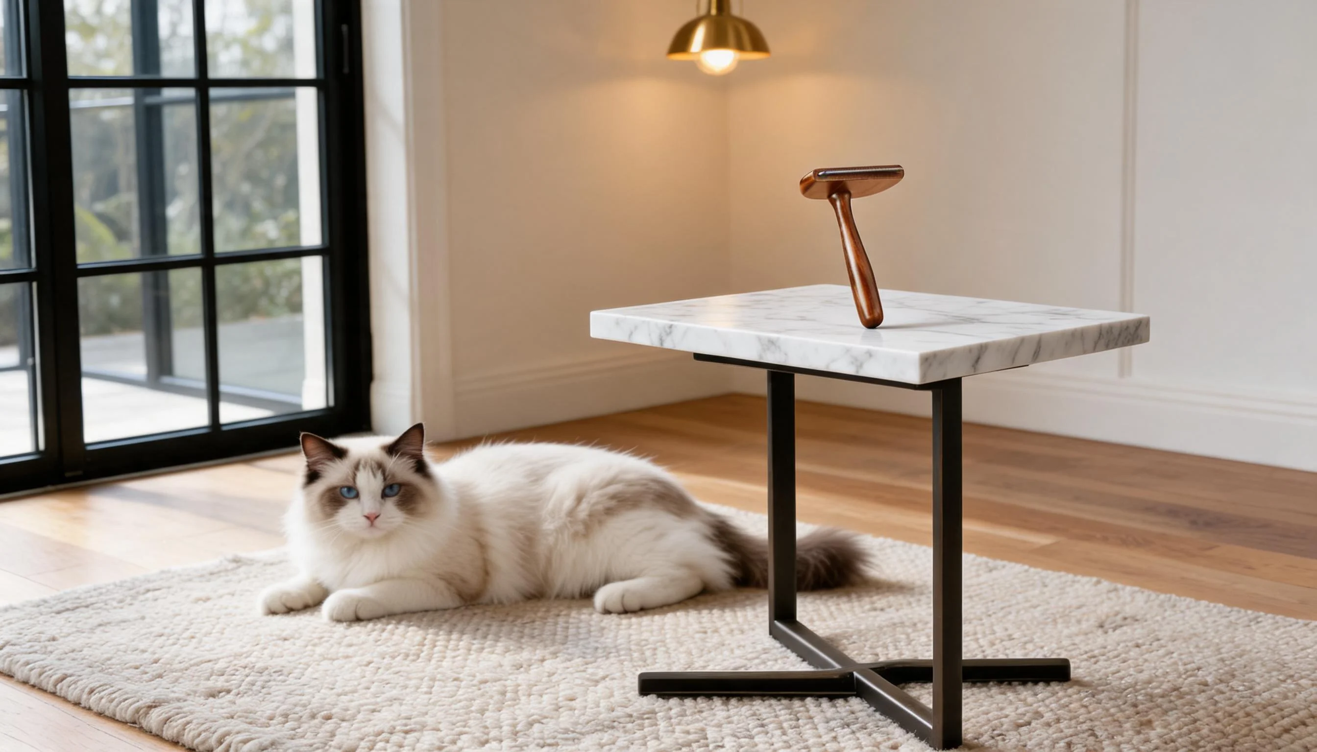Wooden Handle Stainless Steel Pet Brush · Classic Minimalist Design · GuardLynx
