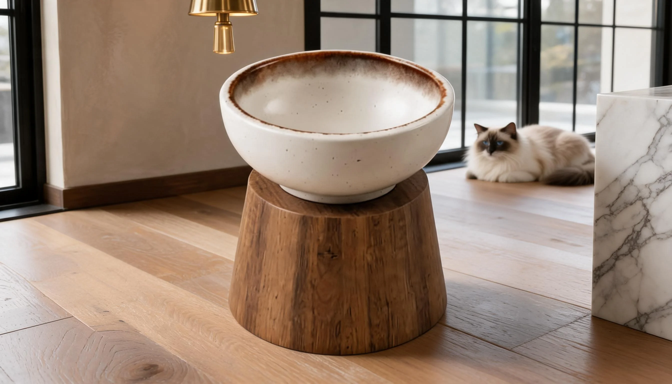 Neck-Protective Ceramic Bowl with Solid Wood Stand · Detail image 1 · GuardLynx
