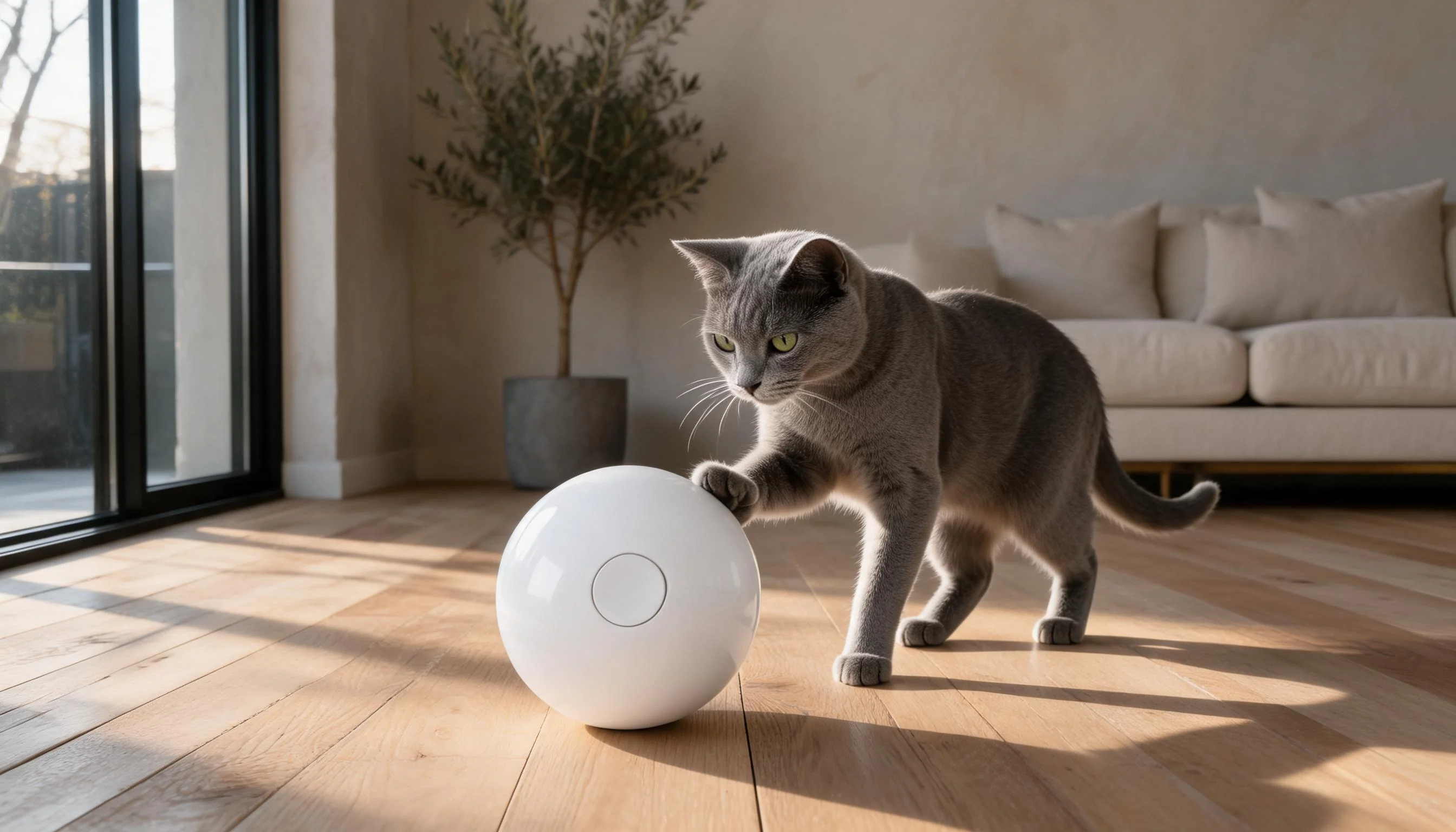 GuardLynx Smart Interactive Pet Ball · Cloud White · GuardLynx