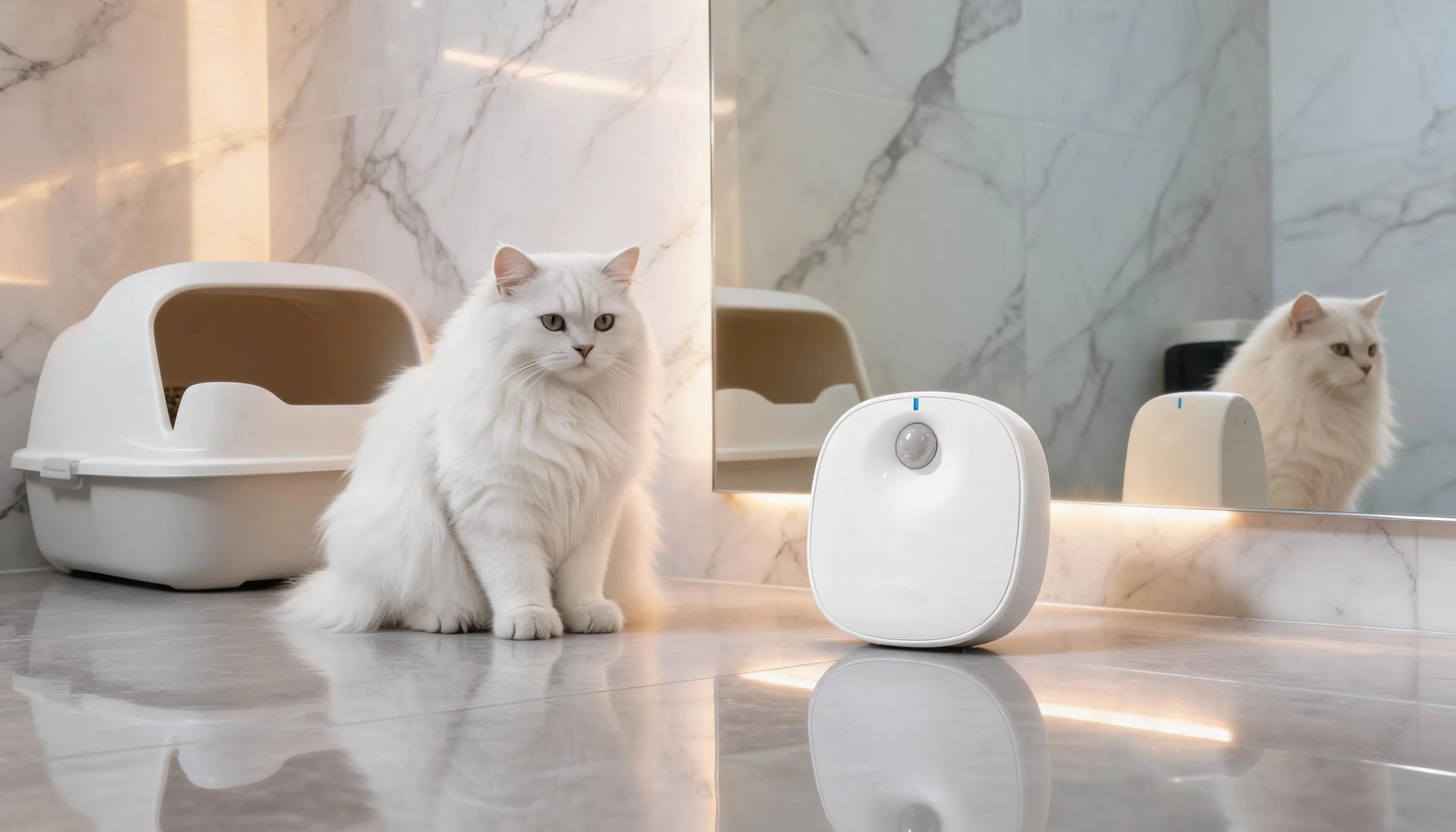 Smart Odor Neutralizer Companion · Cozy Bathroom Corner · GuardLynx