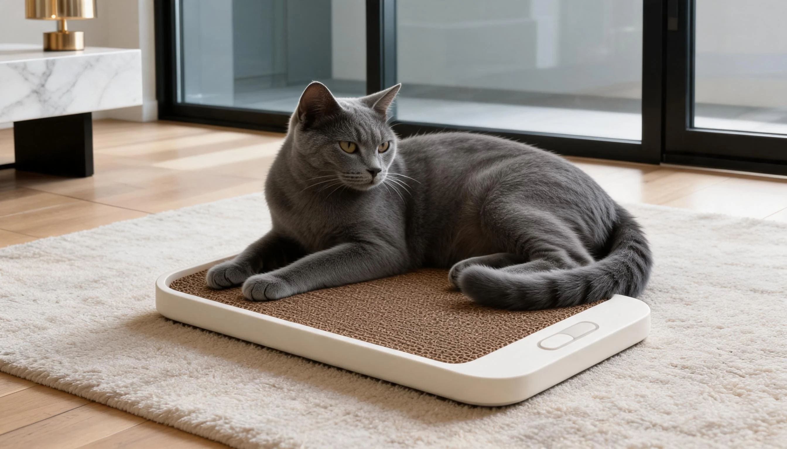Cat Scratcher & Weight Scale 2-in-1 · Minimalist Design · GuardLynx