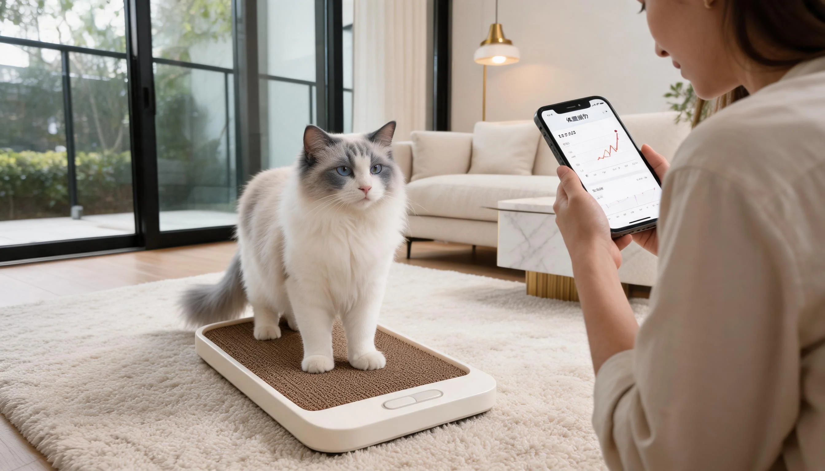Cat Scratcher & Weight Scale 2-in-1 · App-Connected Tracking · GuardLynx