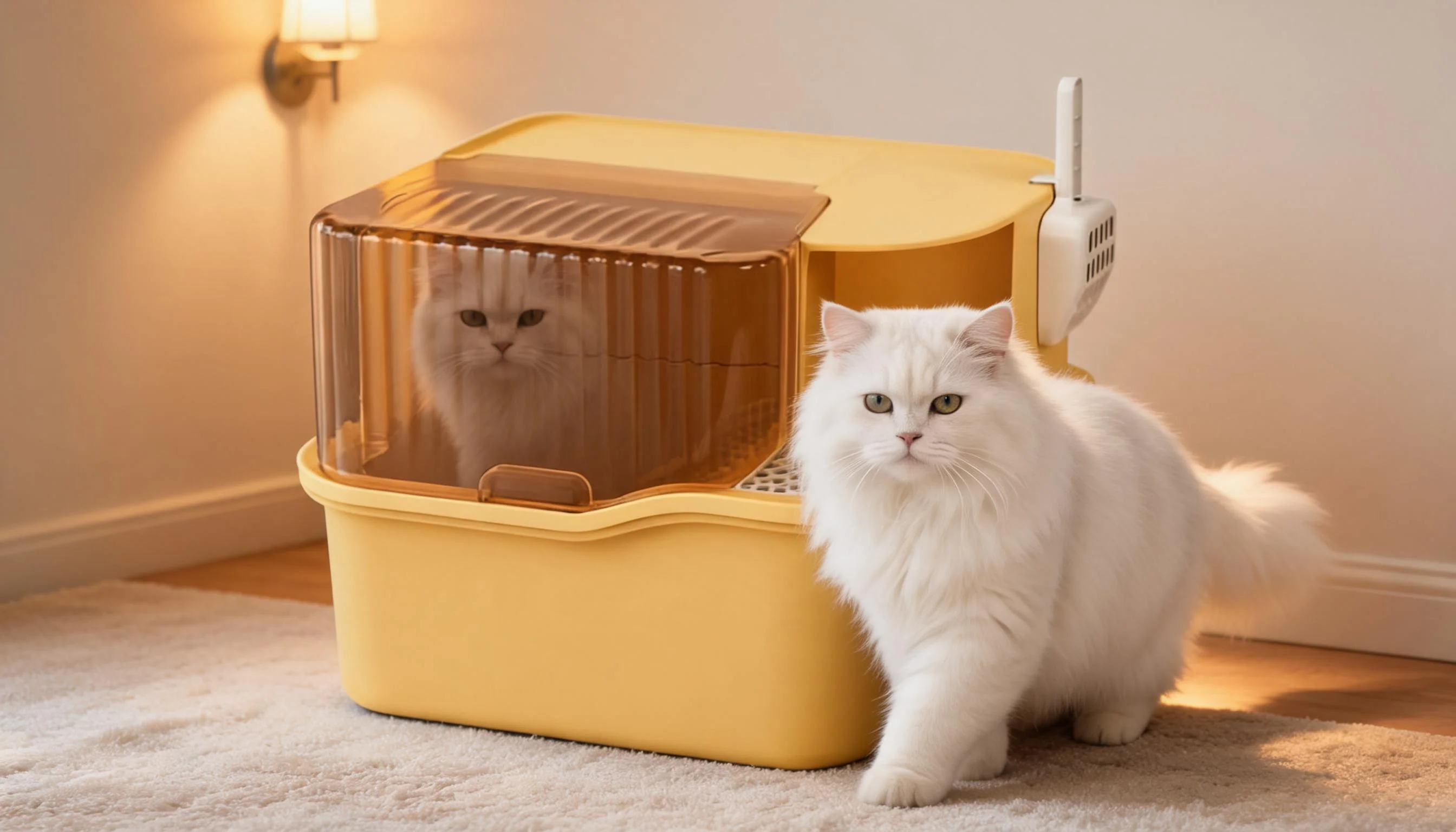 GuardLynx Corridor Cat Litter Box · Evening Bedroom · GuardLynx