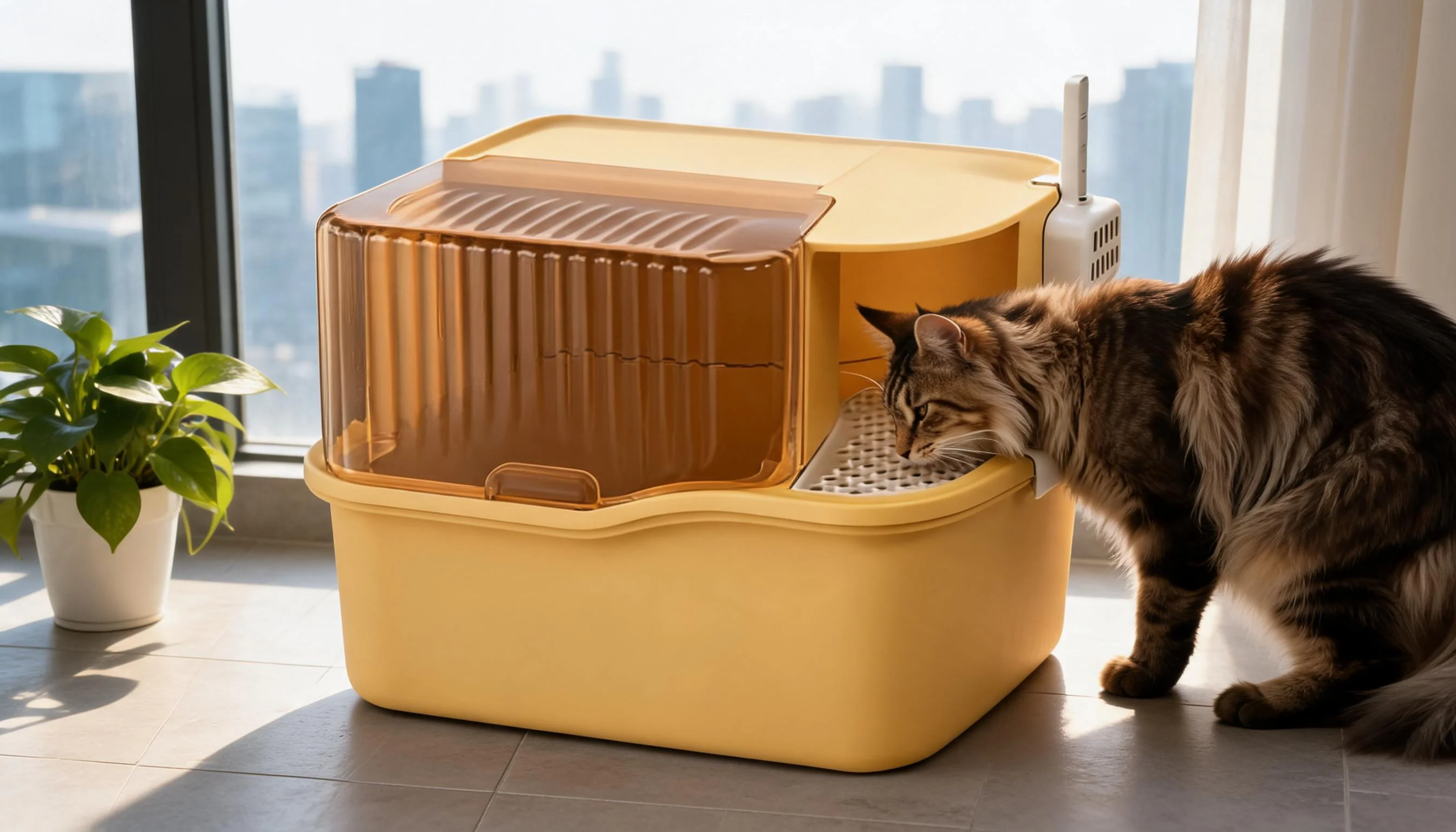 GuardLynx Corridor Cat Litter Box · Sunny Balcony · GuardLynx