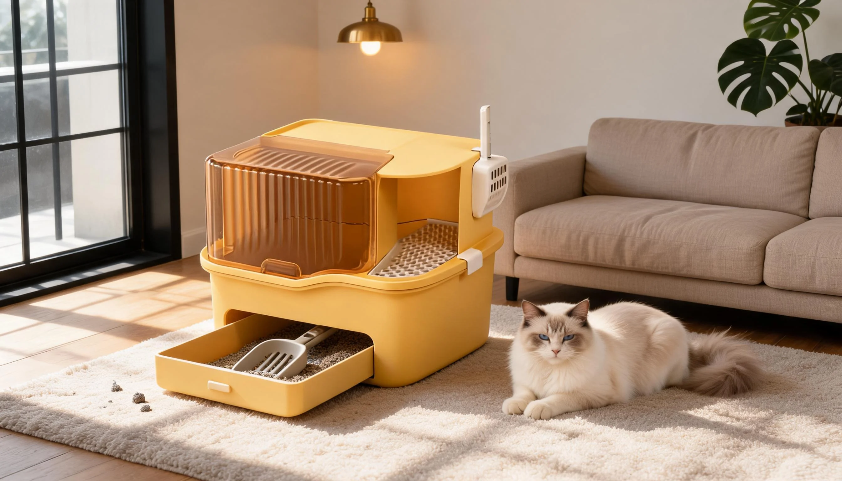 GuardLynx Corridor Cat Litter Box · Warm Sunshine · GuardLynx
