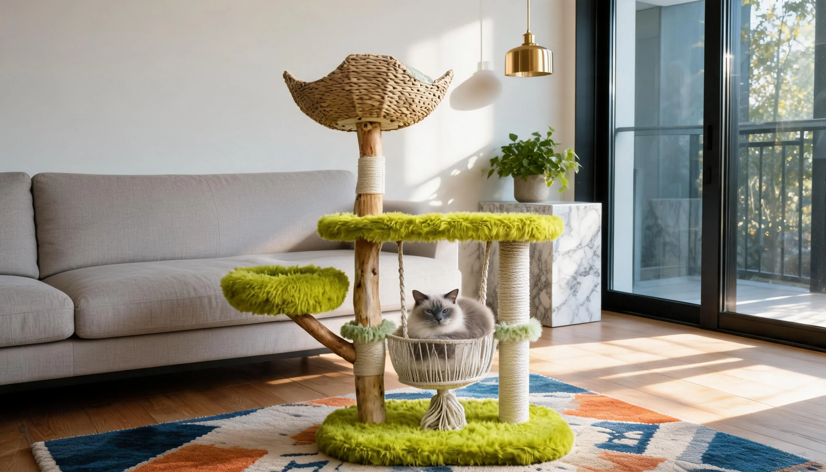 Fruitwood Hammock Cat Tree · Vibrant Color Options · GuardLynx