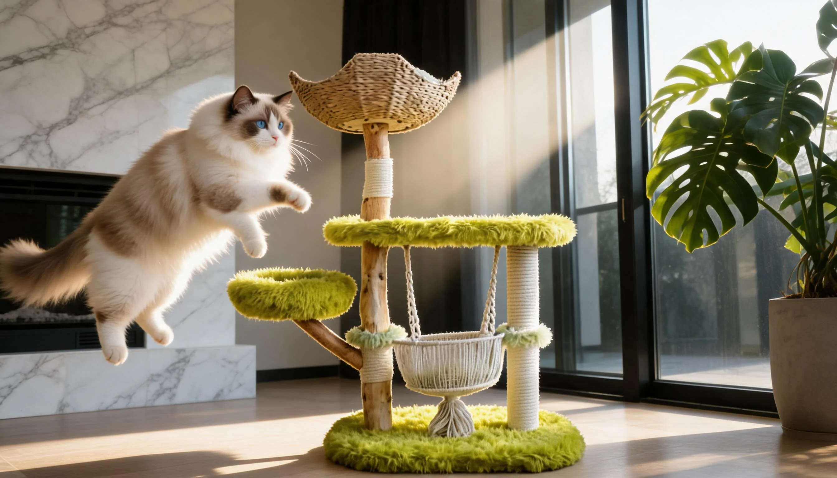 Fruitwood Hammock Cat Tree · Living Room Playground · GuardLynx