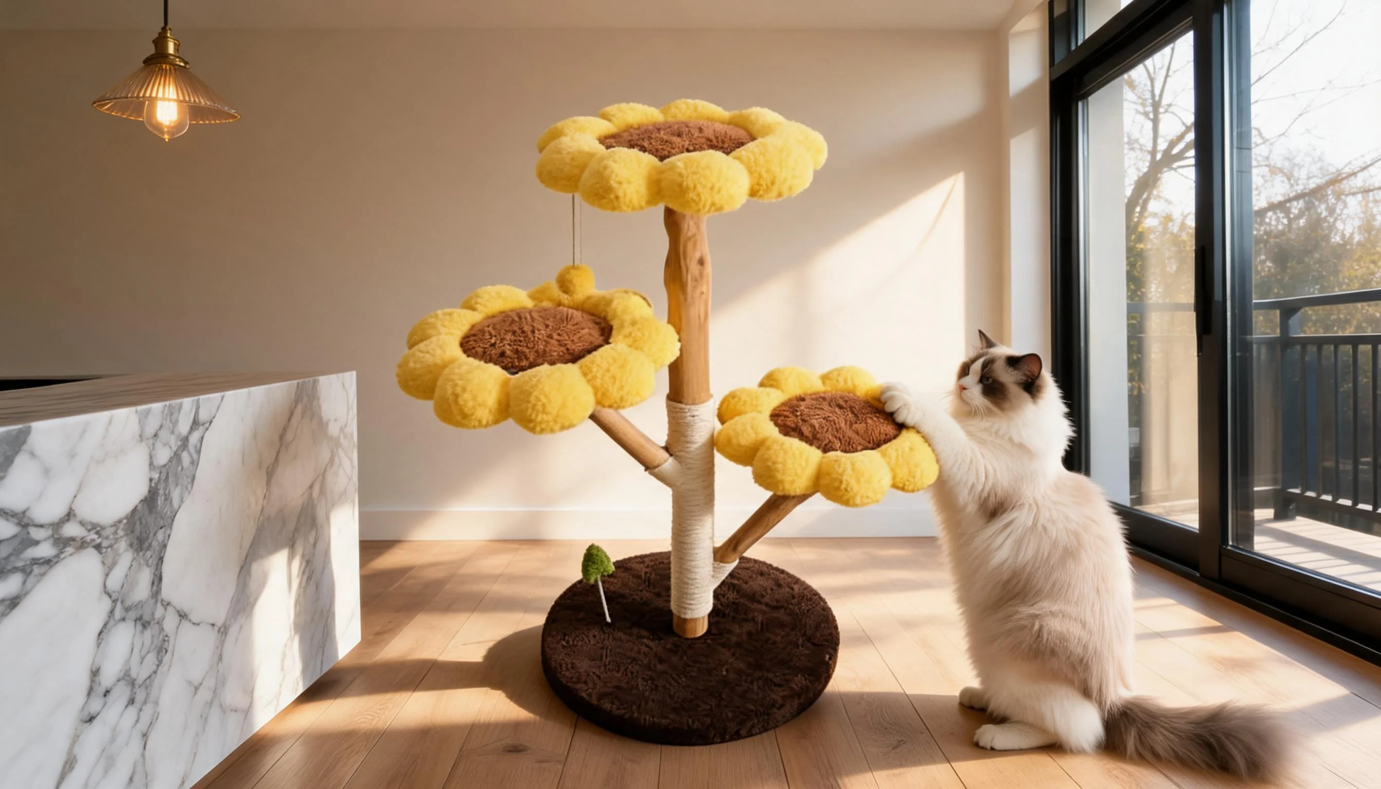 Sunflower Cat Tree with Cozy Petals · GuardLynx