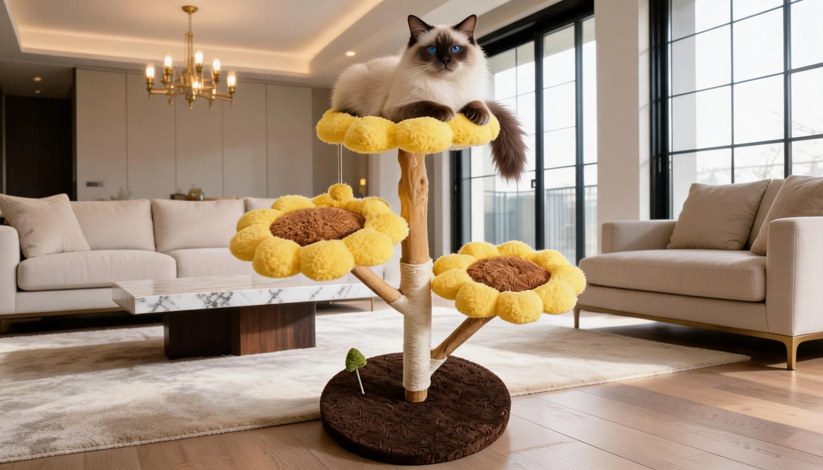 Sunflower Cat Tree with Cozy Petals · Sunflower Design · GuardLynx