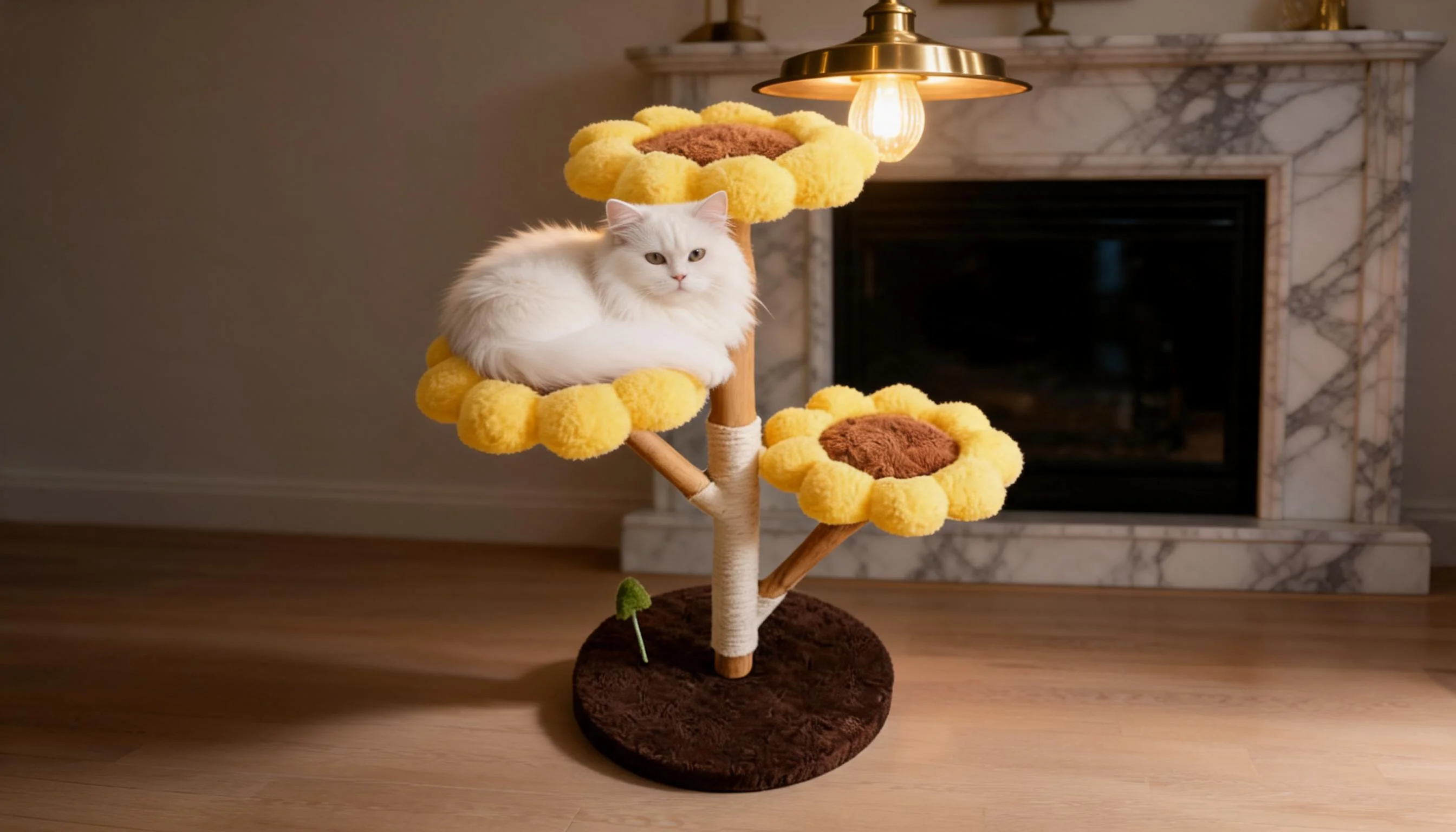 Sunflower Cat Tree with Cozy Petals · Cozy Evening Study · GuardLynx