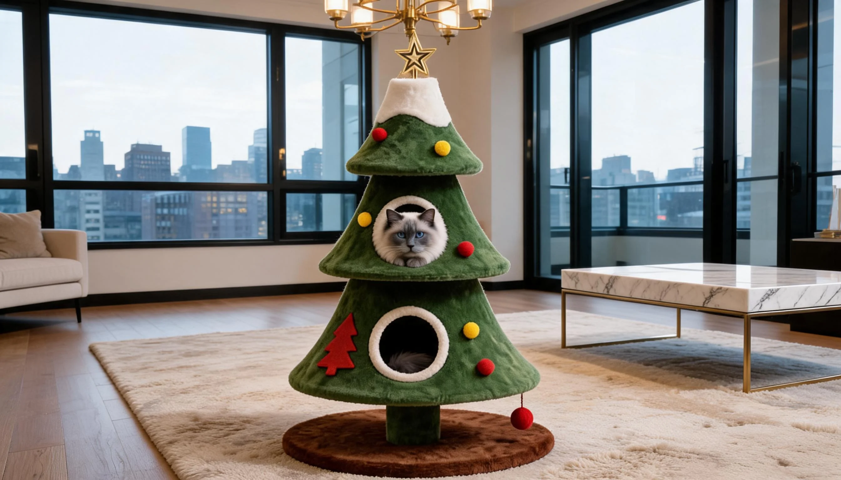 Holiday Tree Hideaway Cat Tower · Sturdy and Safe Base · GuardLynx
