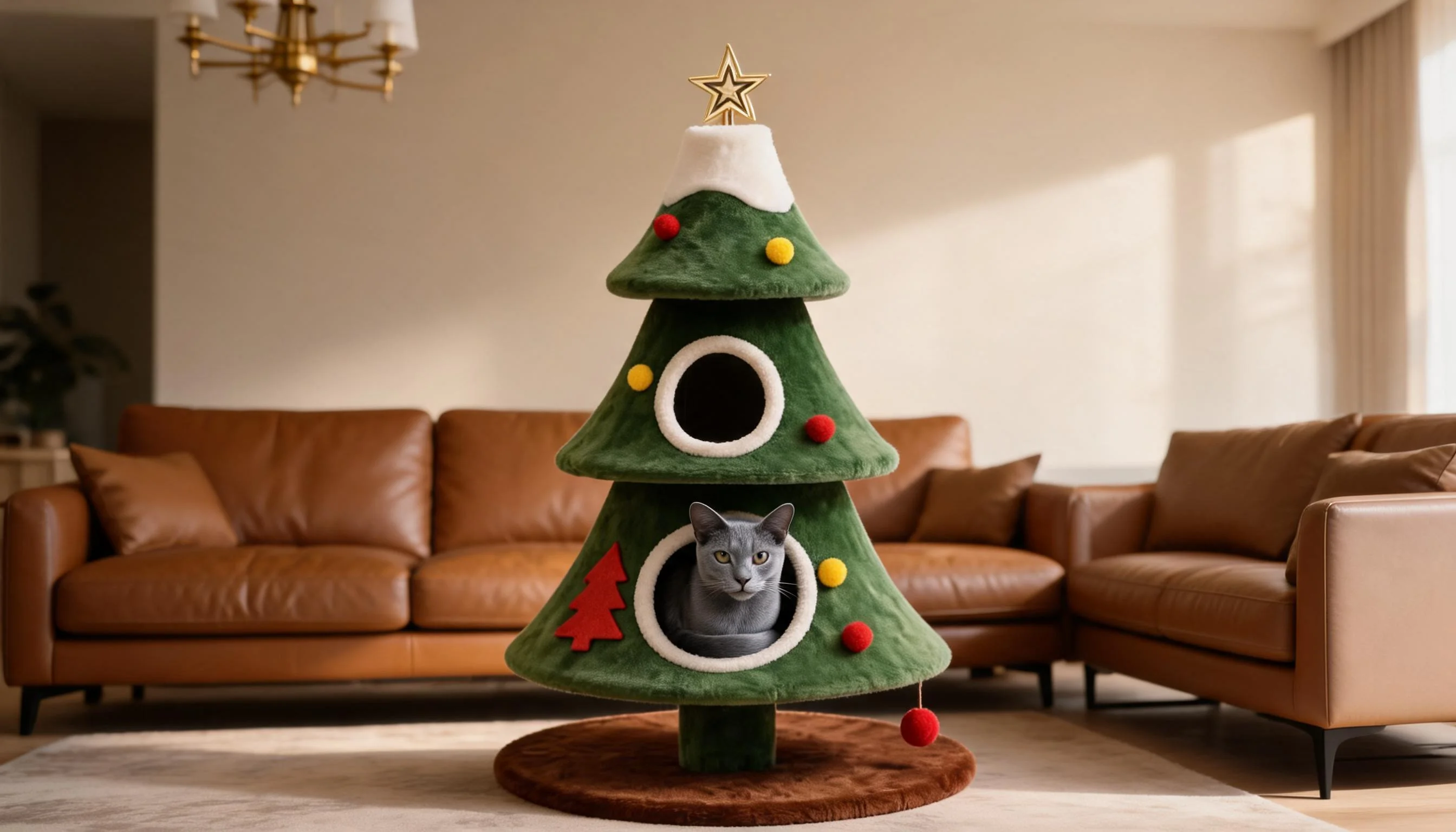 Holiday Tree Hideaway Cat Tower · Afternoon Nap Spot · GuardLynx