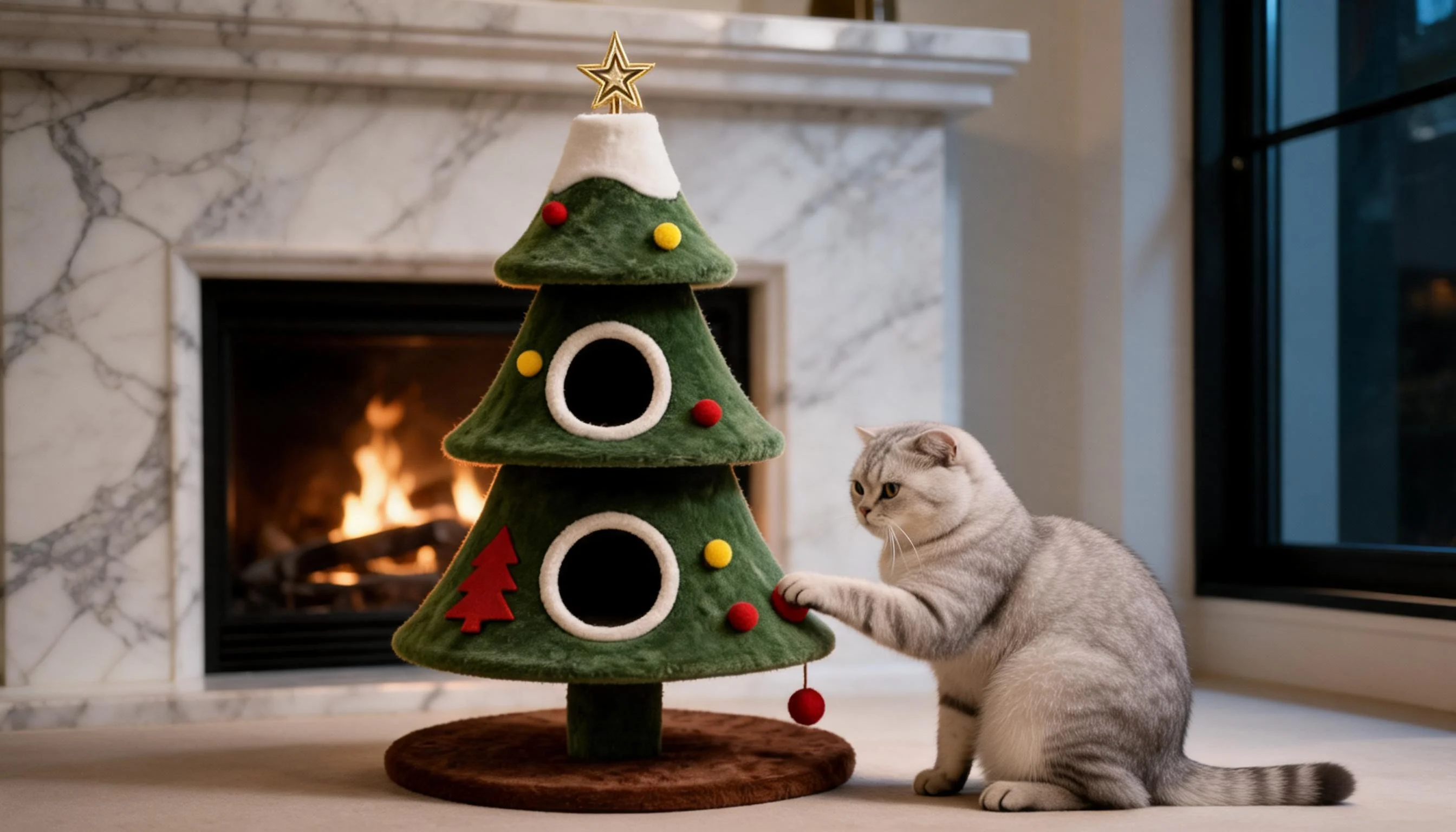 Holiday Tree Hideaway Cat Tower · Evening Curiosity · GuardLynx