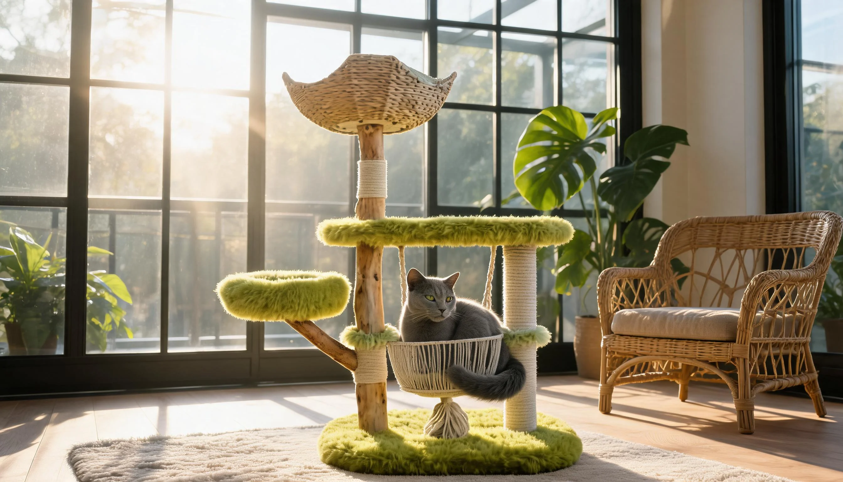 Fruitwood Hammock Cat Tree · Mint Fresh Green · GuardLynx