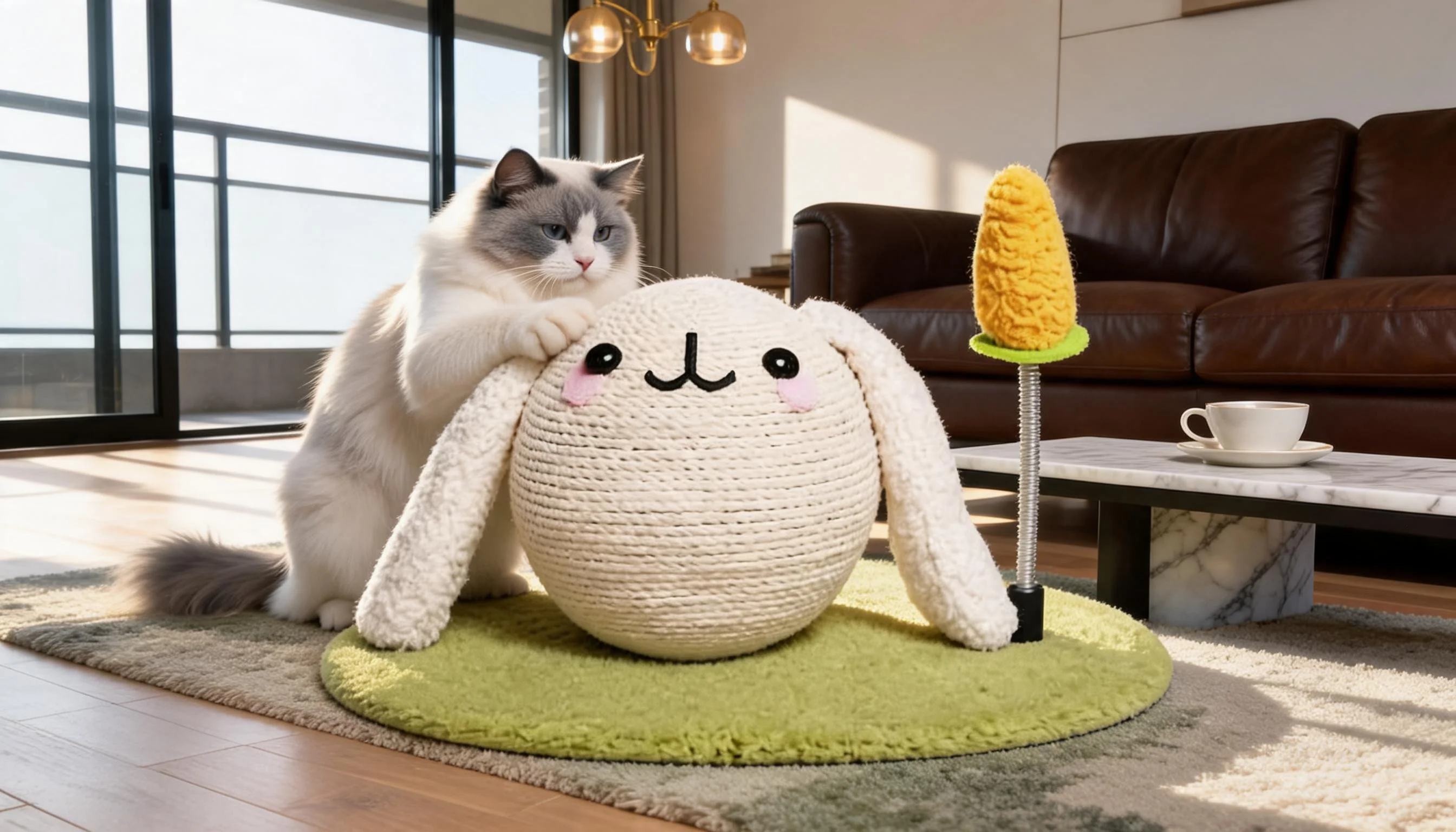 Ball-Shaped Cartoon Rabbit Cat Scratcher · Adorable Rabbit Design · GuardLynx