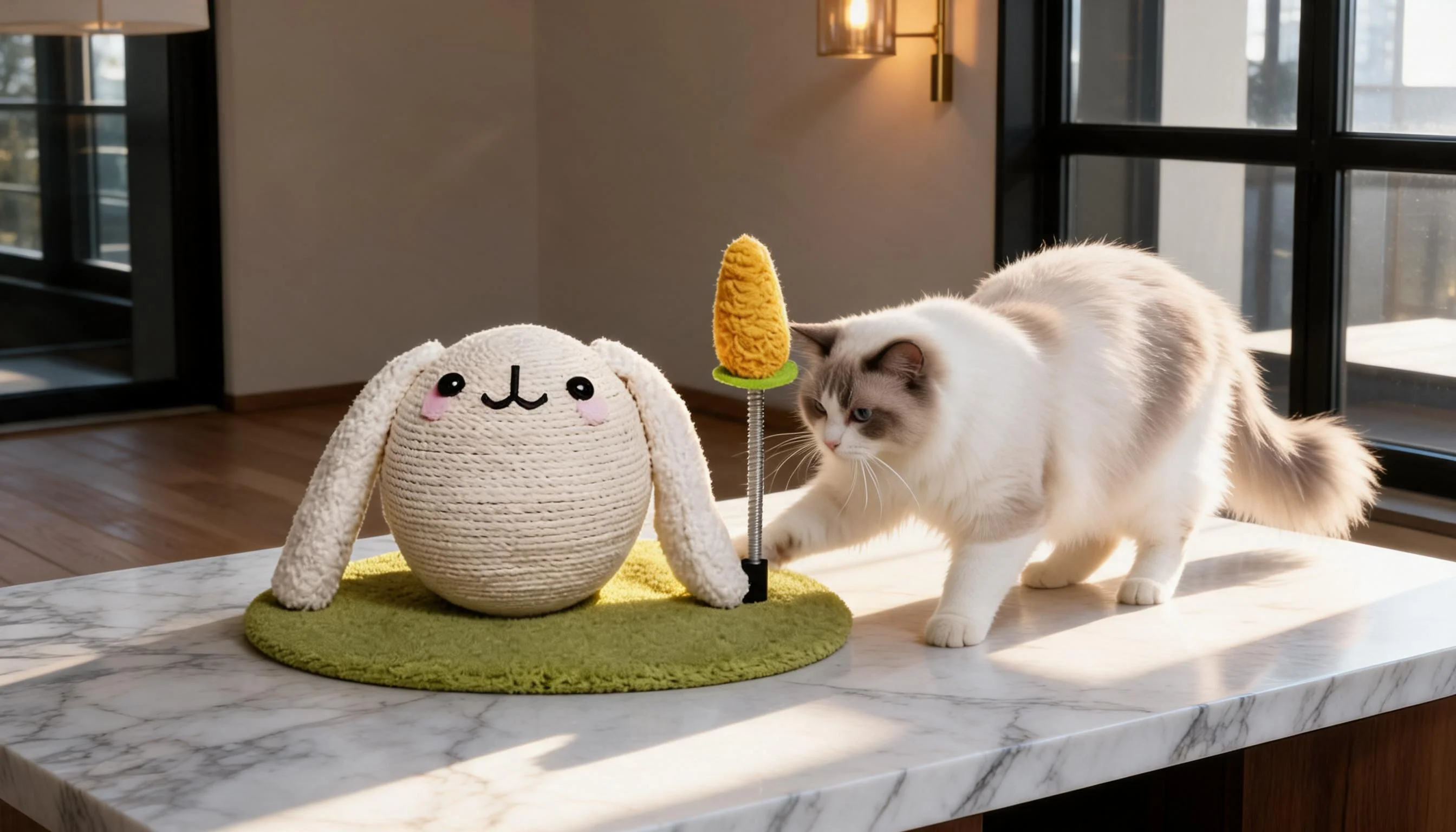 Ball-Shaped Cartoon Rabbit Cat Scratcher · GuardLynx