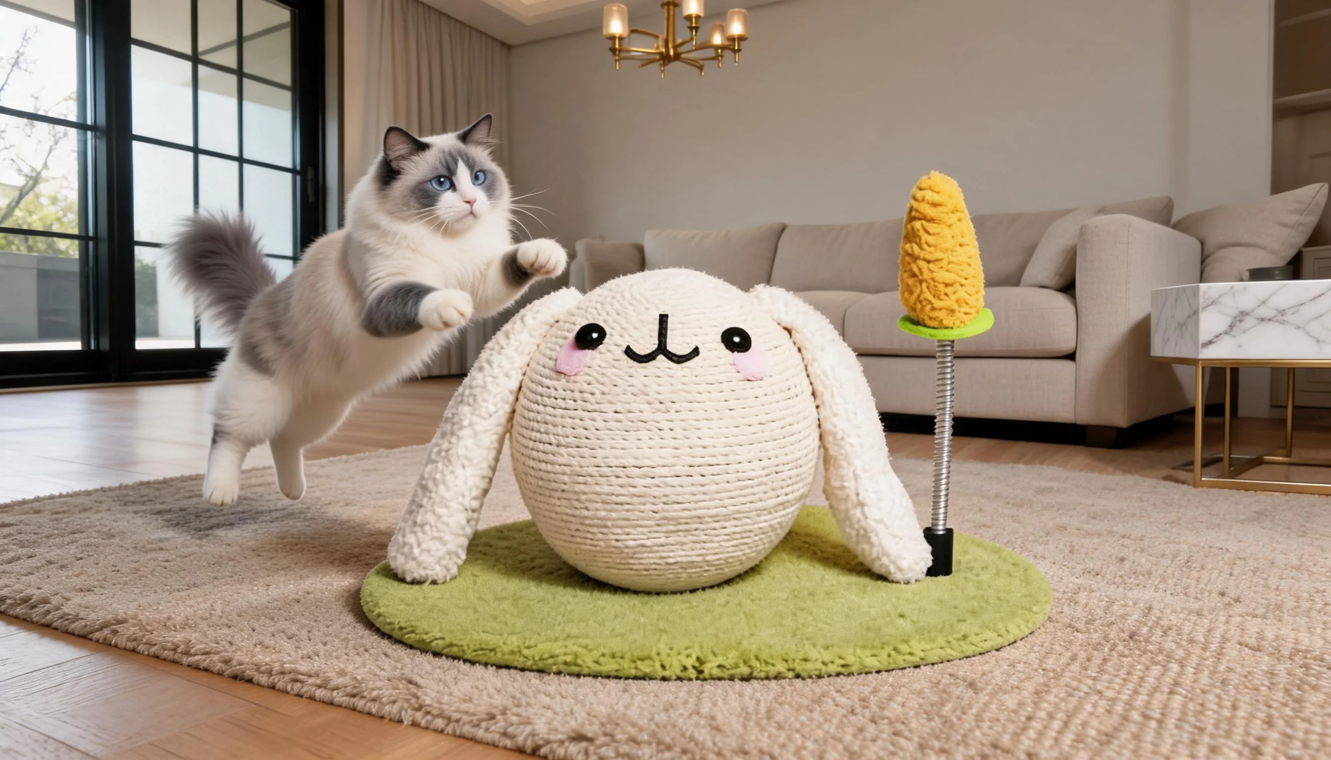 Ball-Shaped Cartoon Rabbit Cat Scratcher · Stable Non-Tip Base · GuardLynx