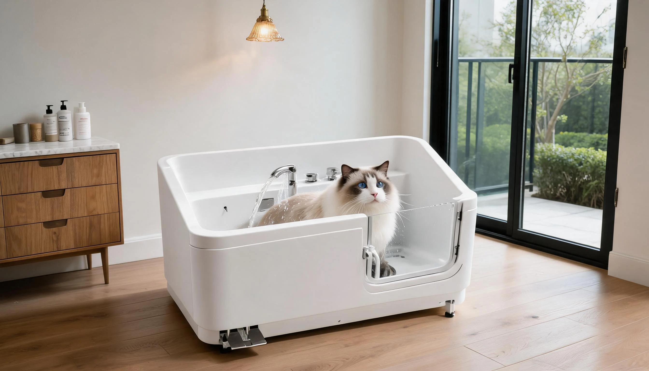 GuardLynx Pet Bathtub Floor Model · Rounded Corners · GuardLynx