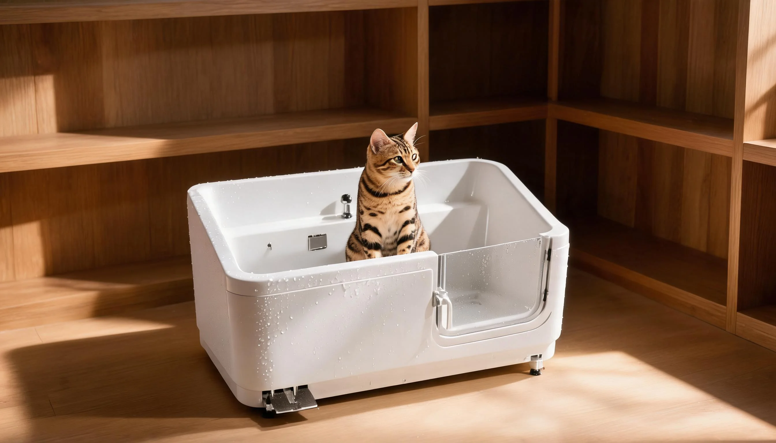 GuardLynx Pet Bathtub Floor Model · Afternoon Grooming Session · GuardLynx