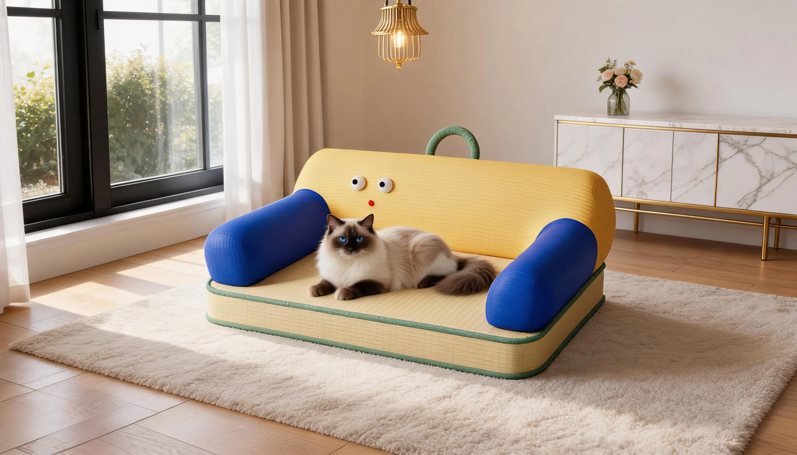 Carryable Latex Pet Bed with Smile Design · Playful Smile Embellishment · GuardLynx