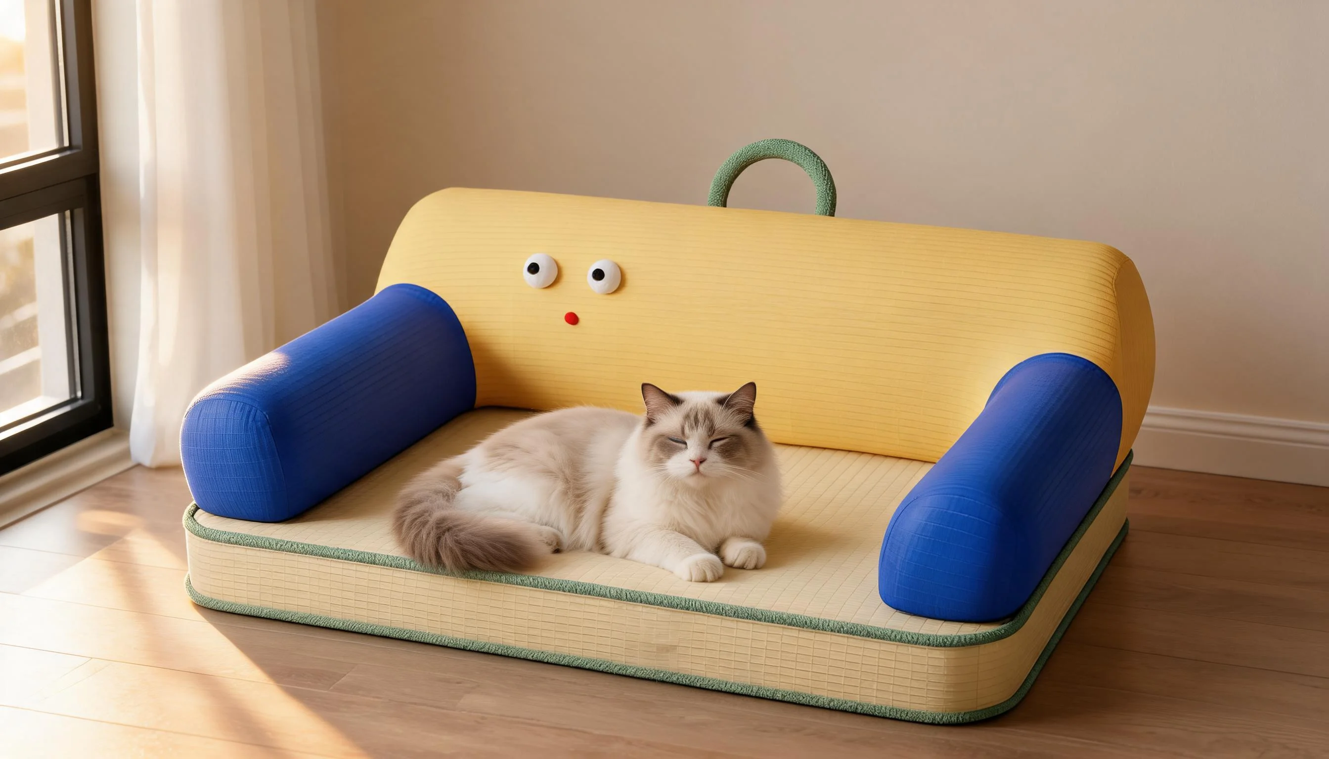Carryable Latex Pet Bed with Smile Design · Morning Light Cat Corner · GuardLynx
