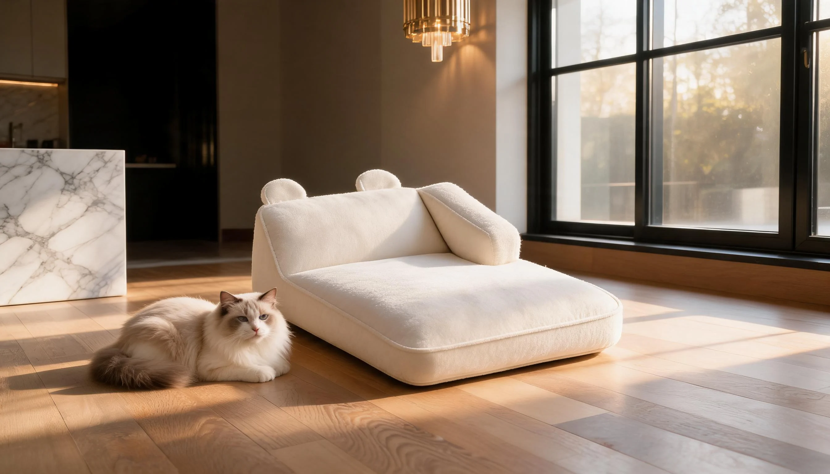 Neck Support Cat Bed with Armrest · GuardLynx